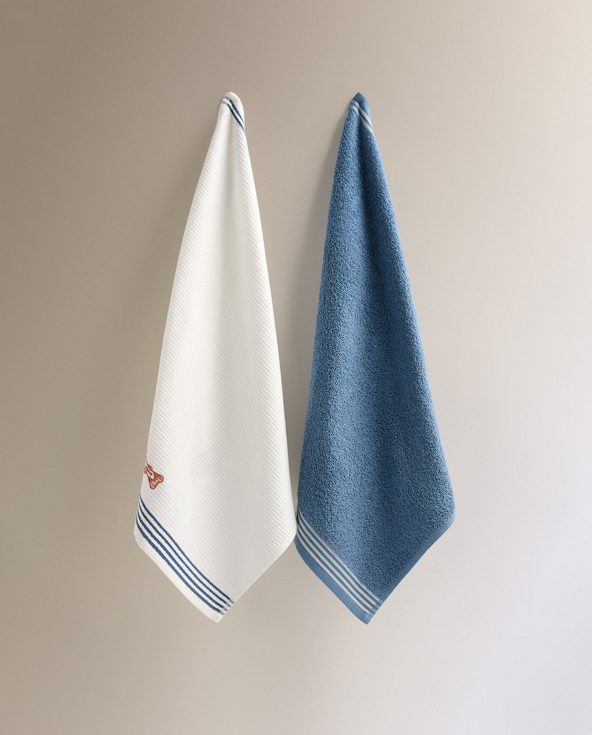 Conjunto de 2 Panos de Cozinha de Algodão Sardinha B Azul-2