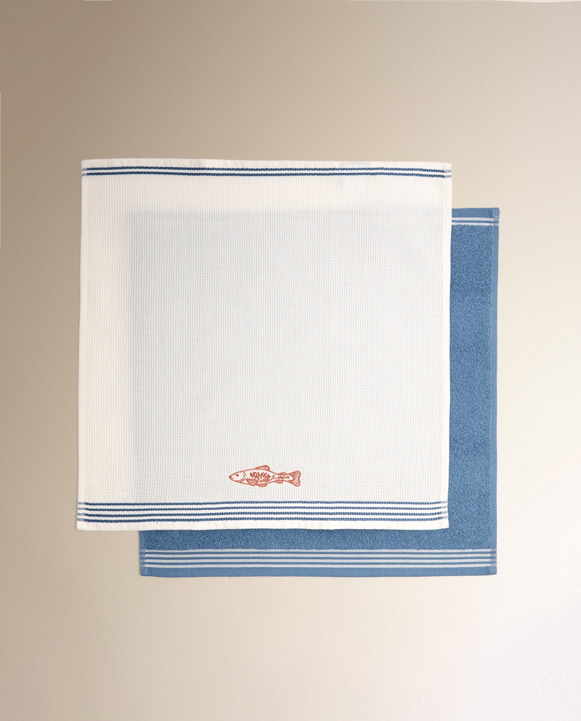 Conjunto de 2 Panos de Cozinha de Algodão Sardinha B Azul-5
