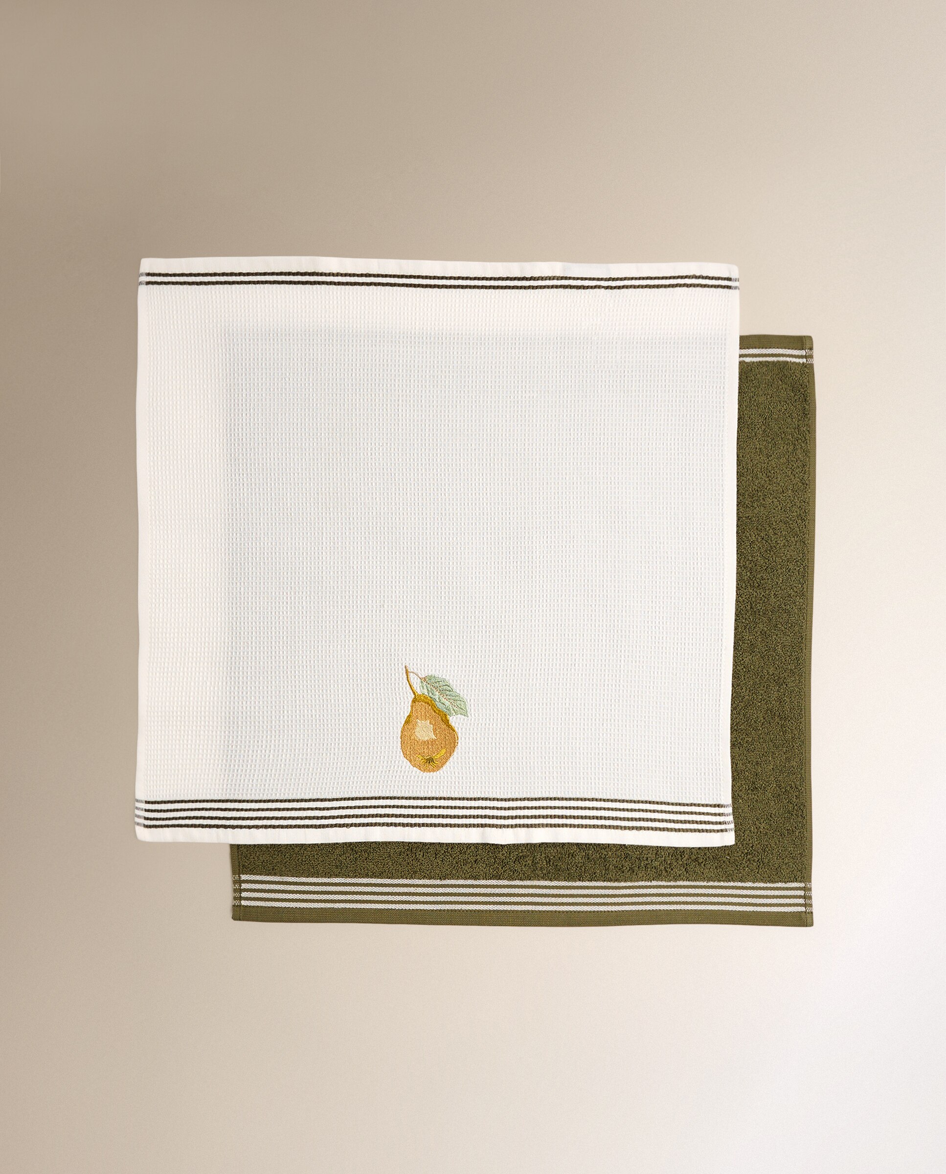 Conjunto de 2 Panos de Cozinha de Algodão Marmelo B Verde-5