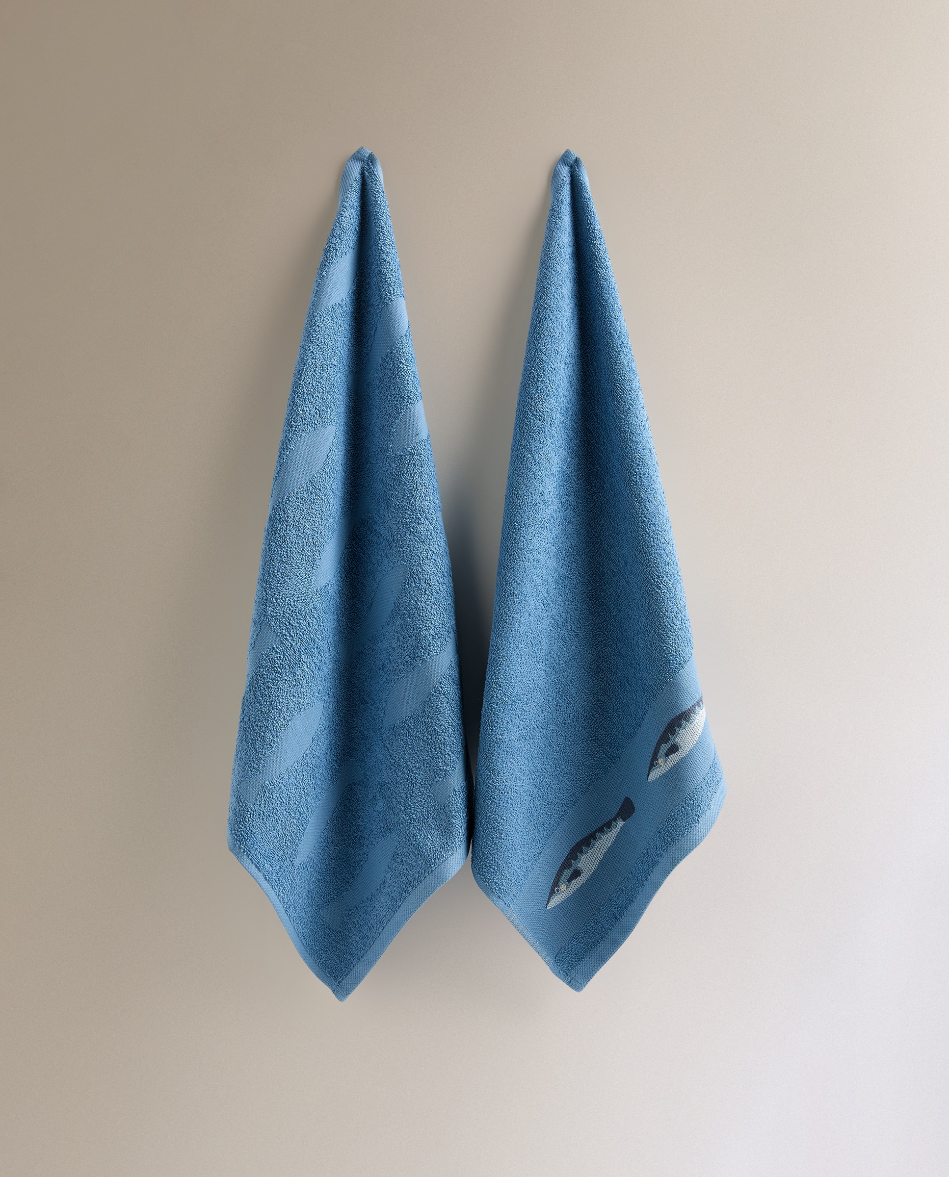 Conjunto de 2 Panos de Cozinha de Tecido Turco de Algodão Peixe Azul-2