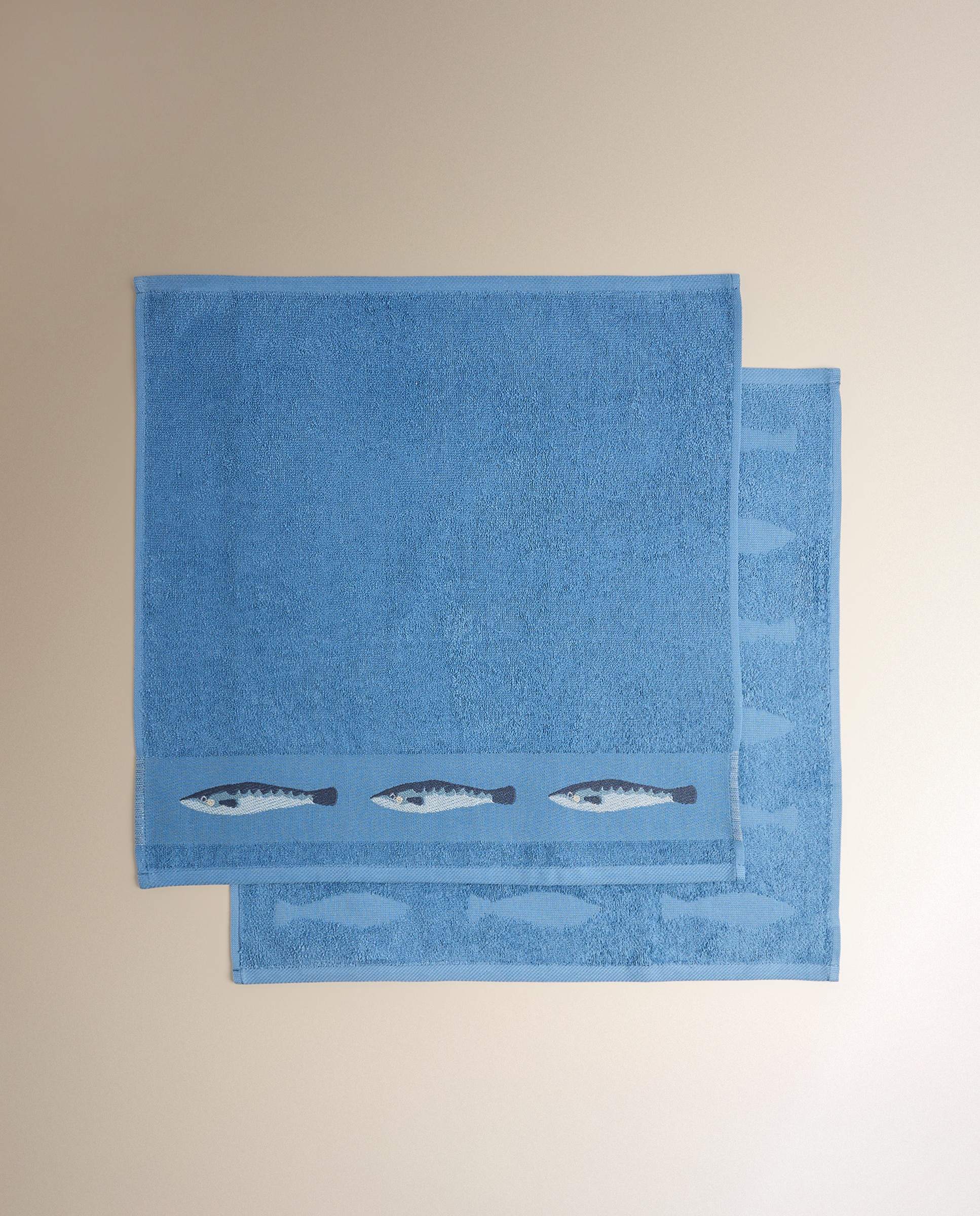 Conjunto de 2 Panos de Cozinha de Tecido Turco de Algodão Peixe Azul-5