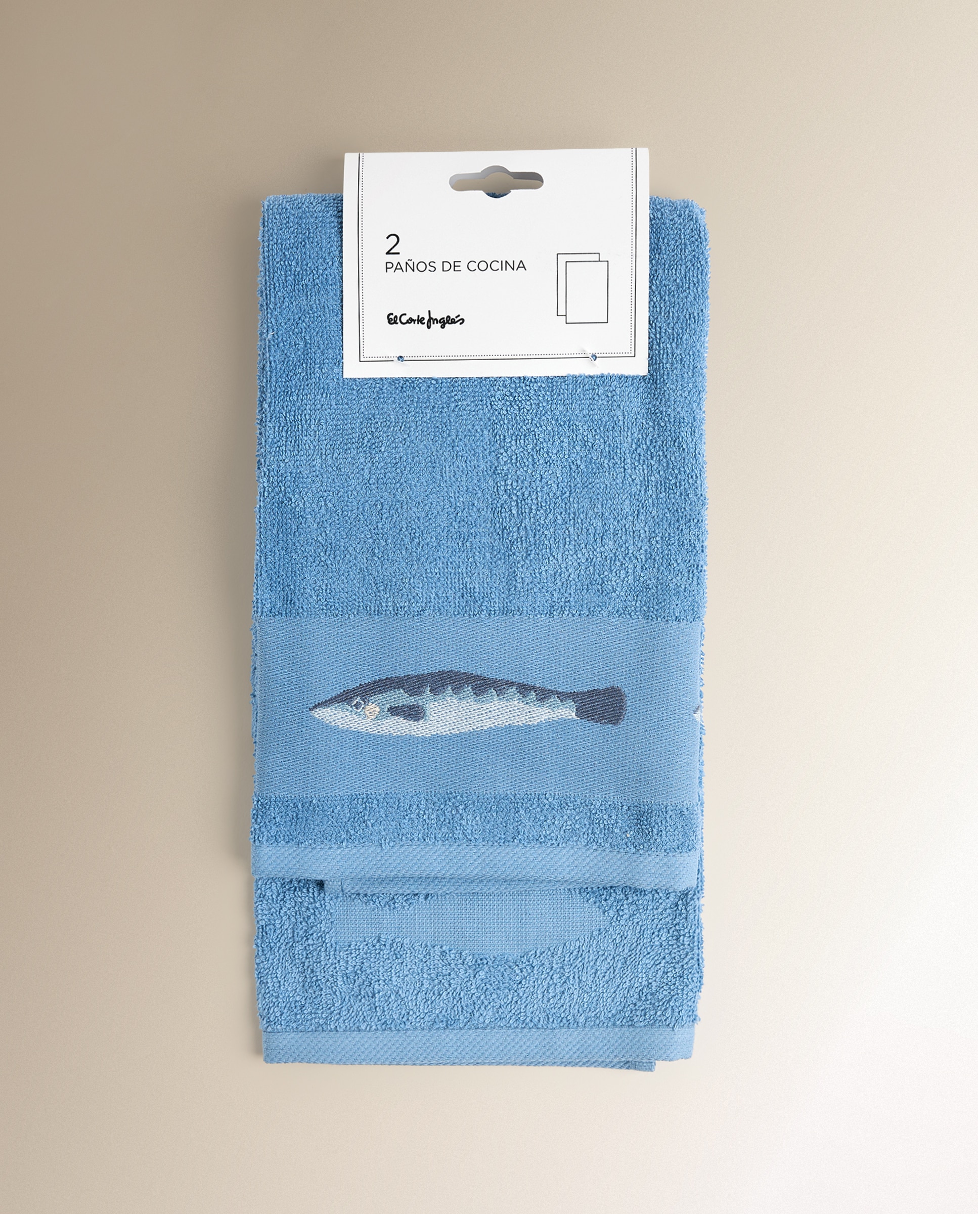 Conjunto de 2 Panos de Cozinha de Tecido Turco de Algodão Peixe Azul-6