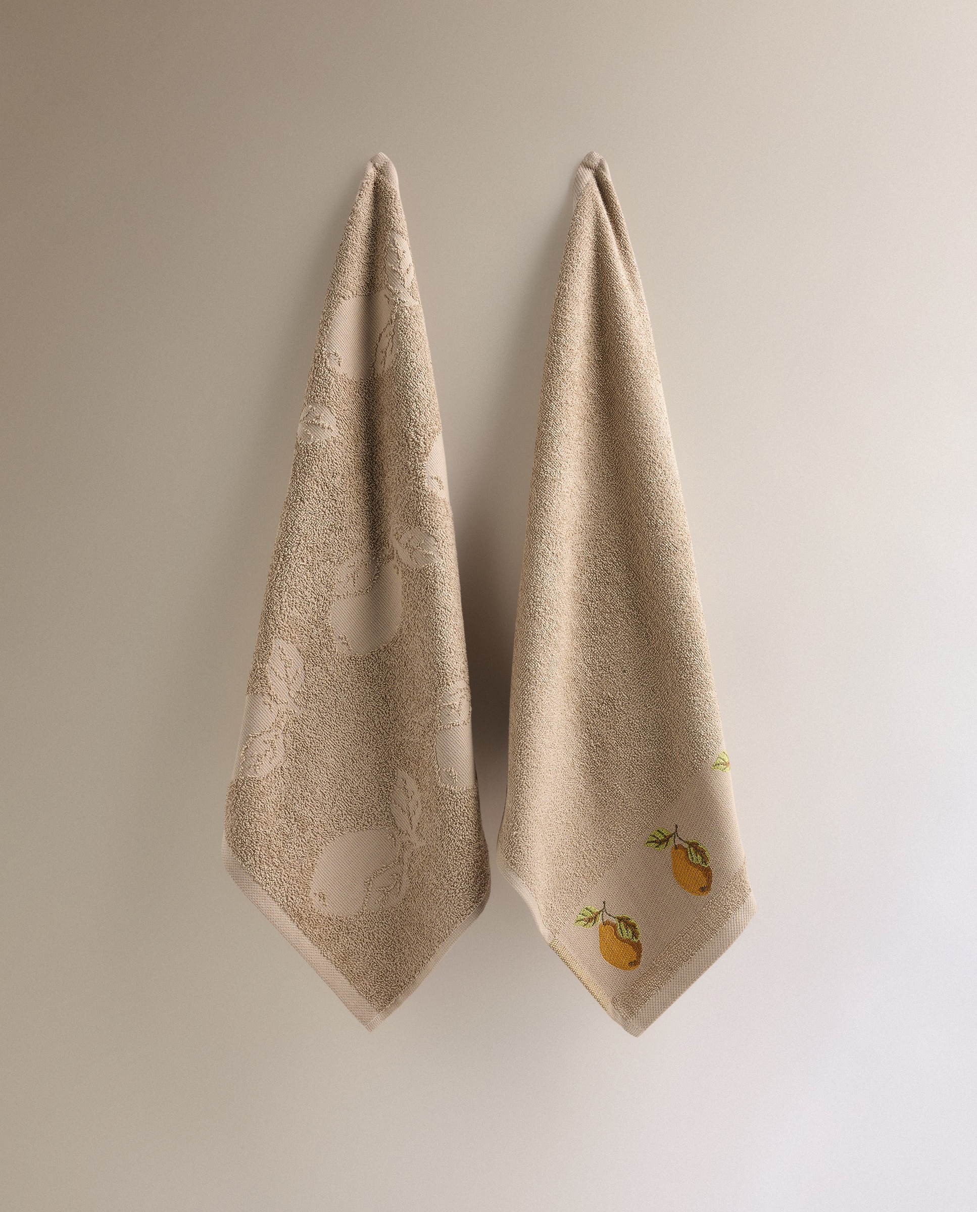 Conjunto de 2 Panos de Cozinha de Tecido Turco de Algodão Marmelo Bege-2