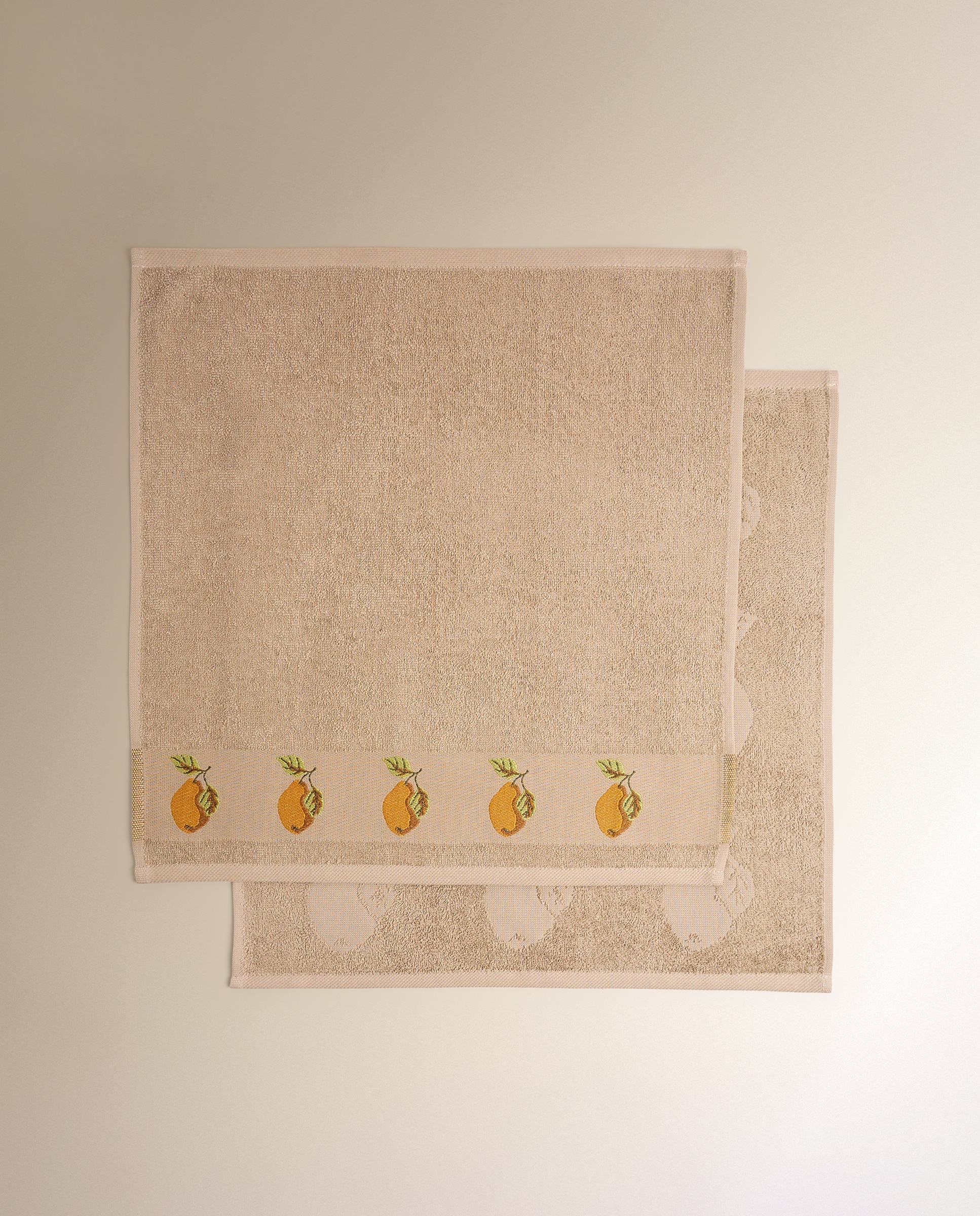 Conjunto de 2 Panos de Cozinha de Tecido Turco de Algodão Marmelo Bege-5