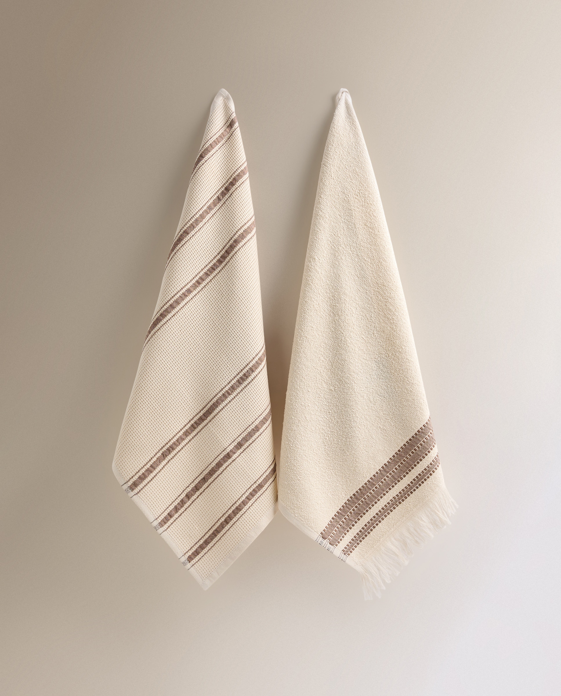 Conjunto de 2 Panos de Cozinha de Algodão Leif Bege-2