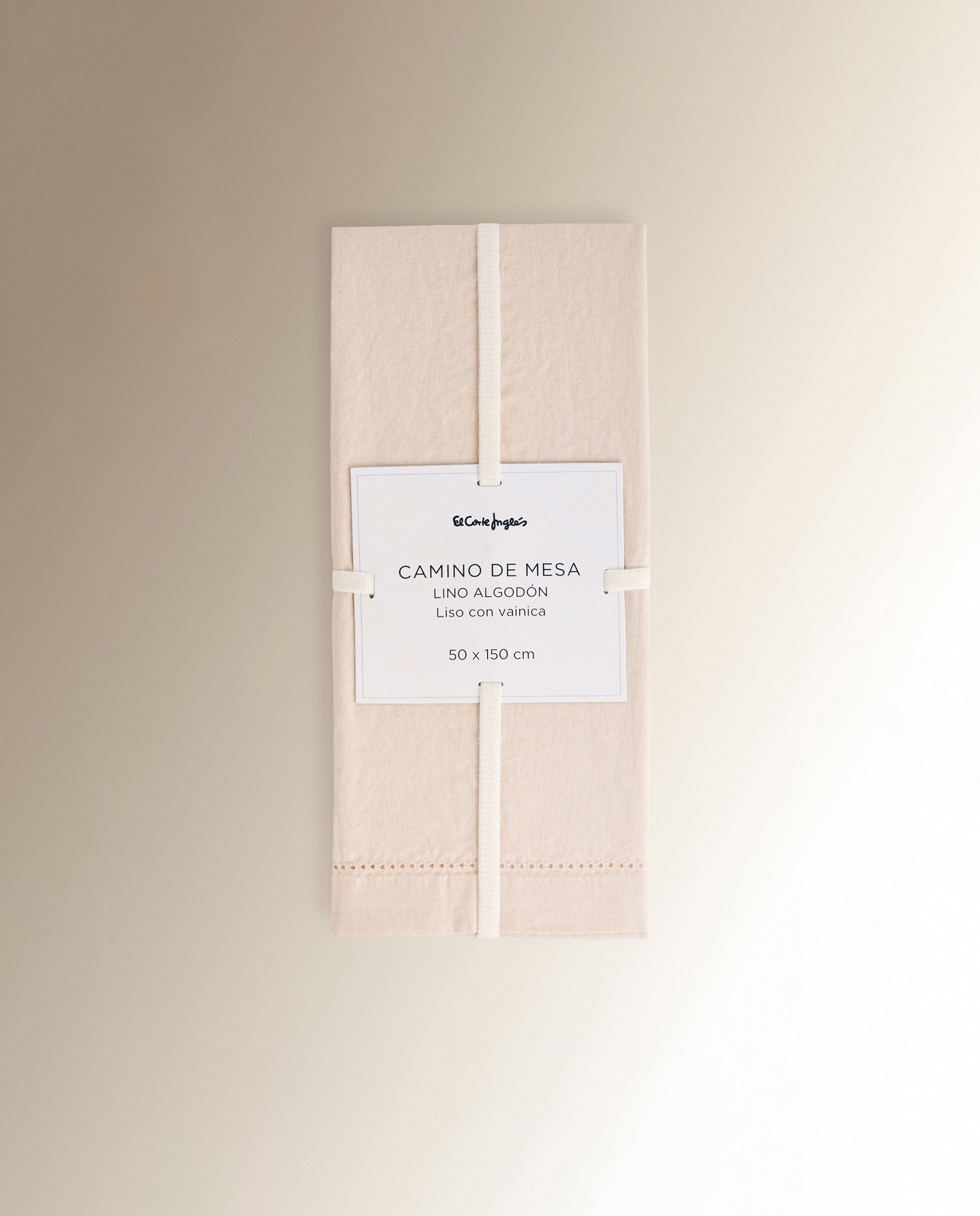 Camino de mesa algodón y lino Vainica - Beige 50 x 150 cm Beige-3