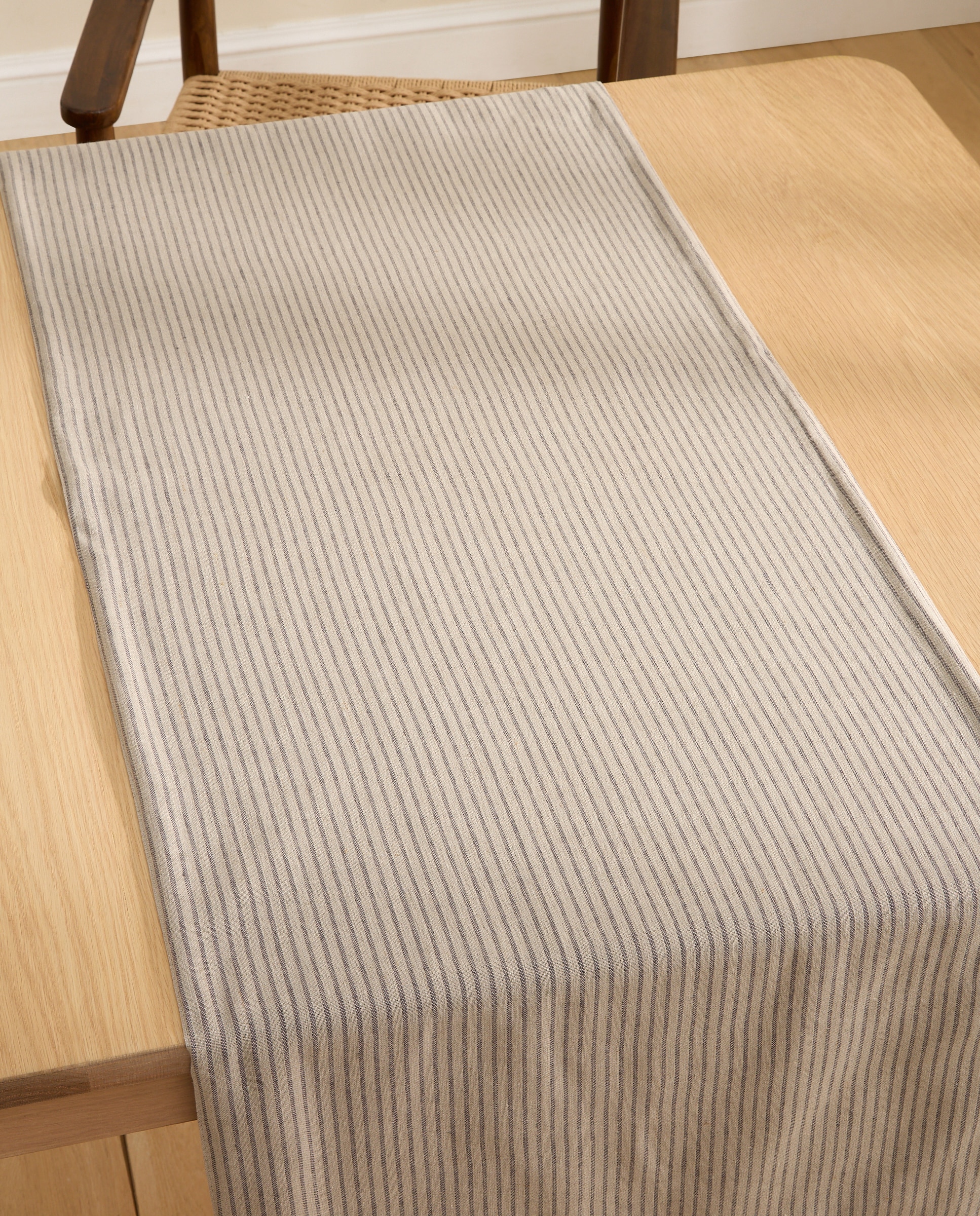 Camino de mesa reversible algodón y lino Lines - Antracita 50 x 150 cm Antracita-1