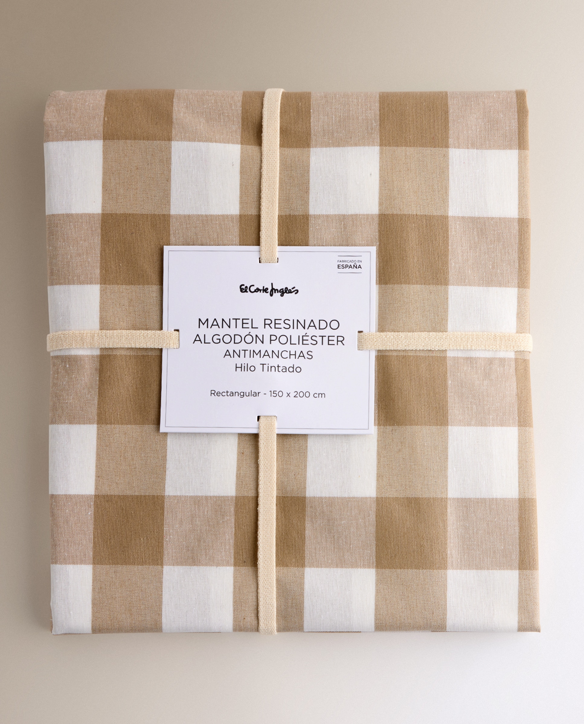 Toalha de Mesa Antimanchas Vichy Resinada Bege-5