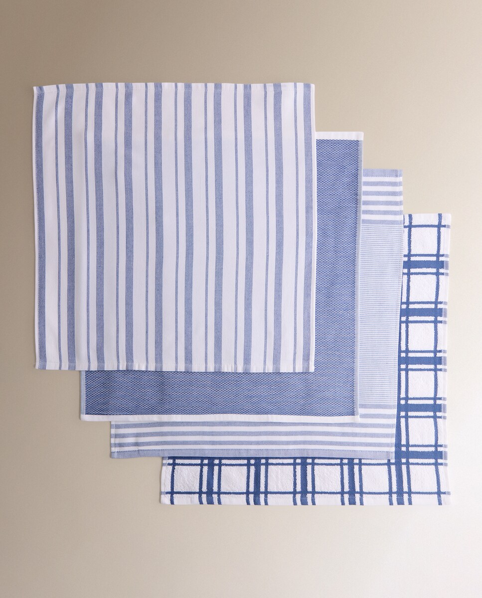 Conjunto de 4 panos de algodão sustentável Heidi Azul-5