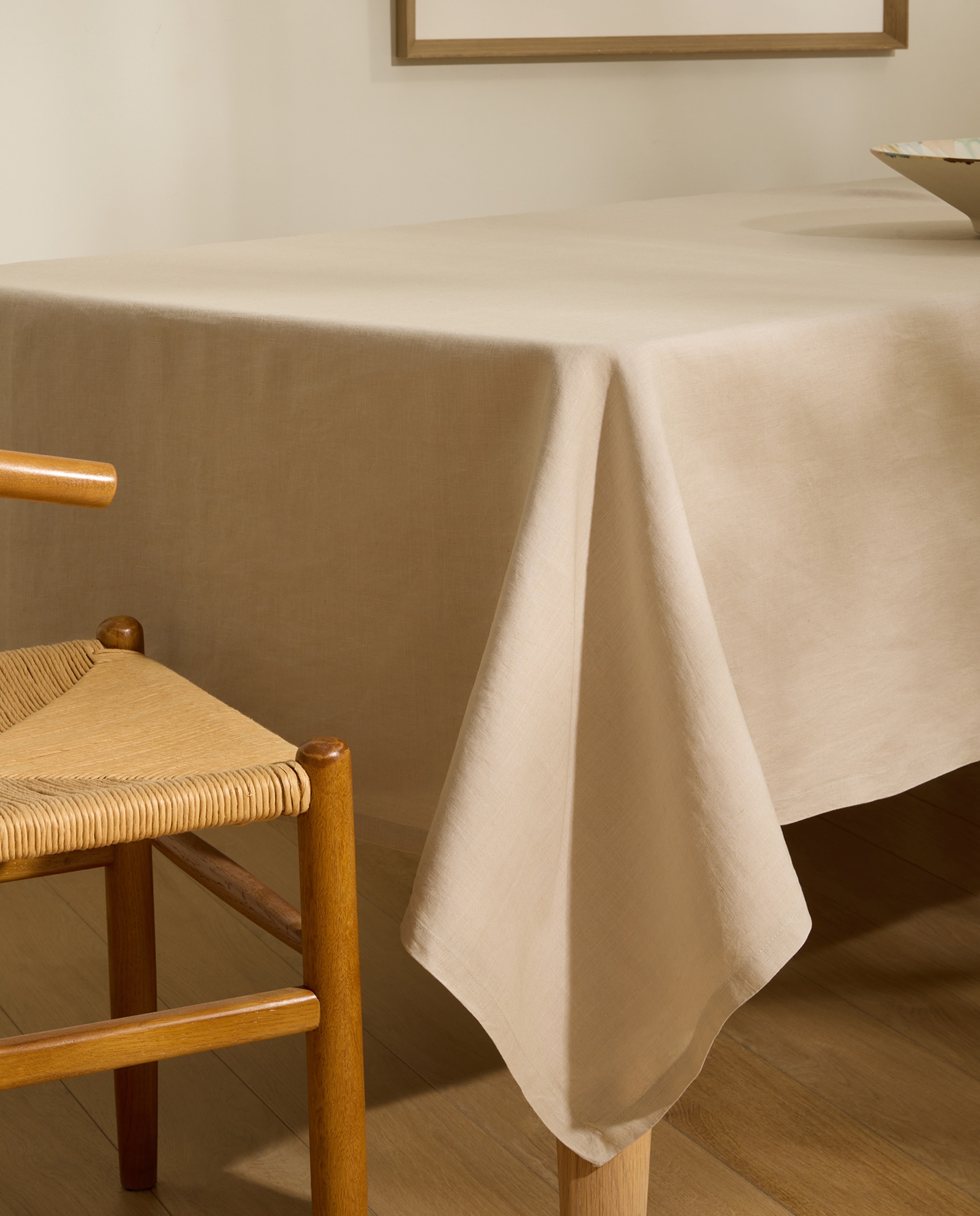 Toalha de Mesa de Linho Bege-1