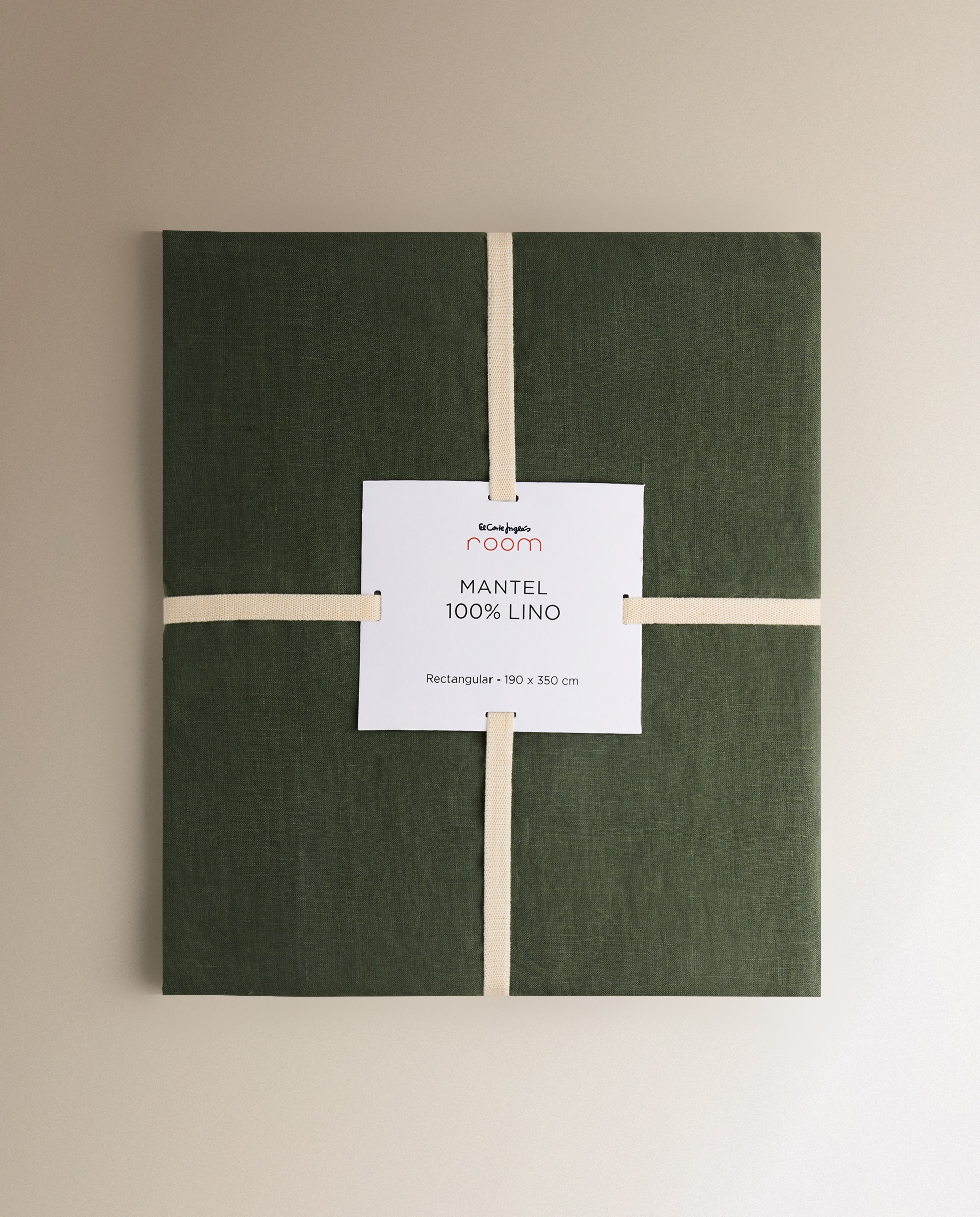 Mantel Lino Room - El Corte Inglés - Verde oscuro 190 x 350 cm Verde oscuro-5