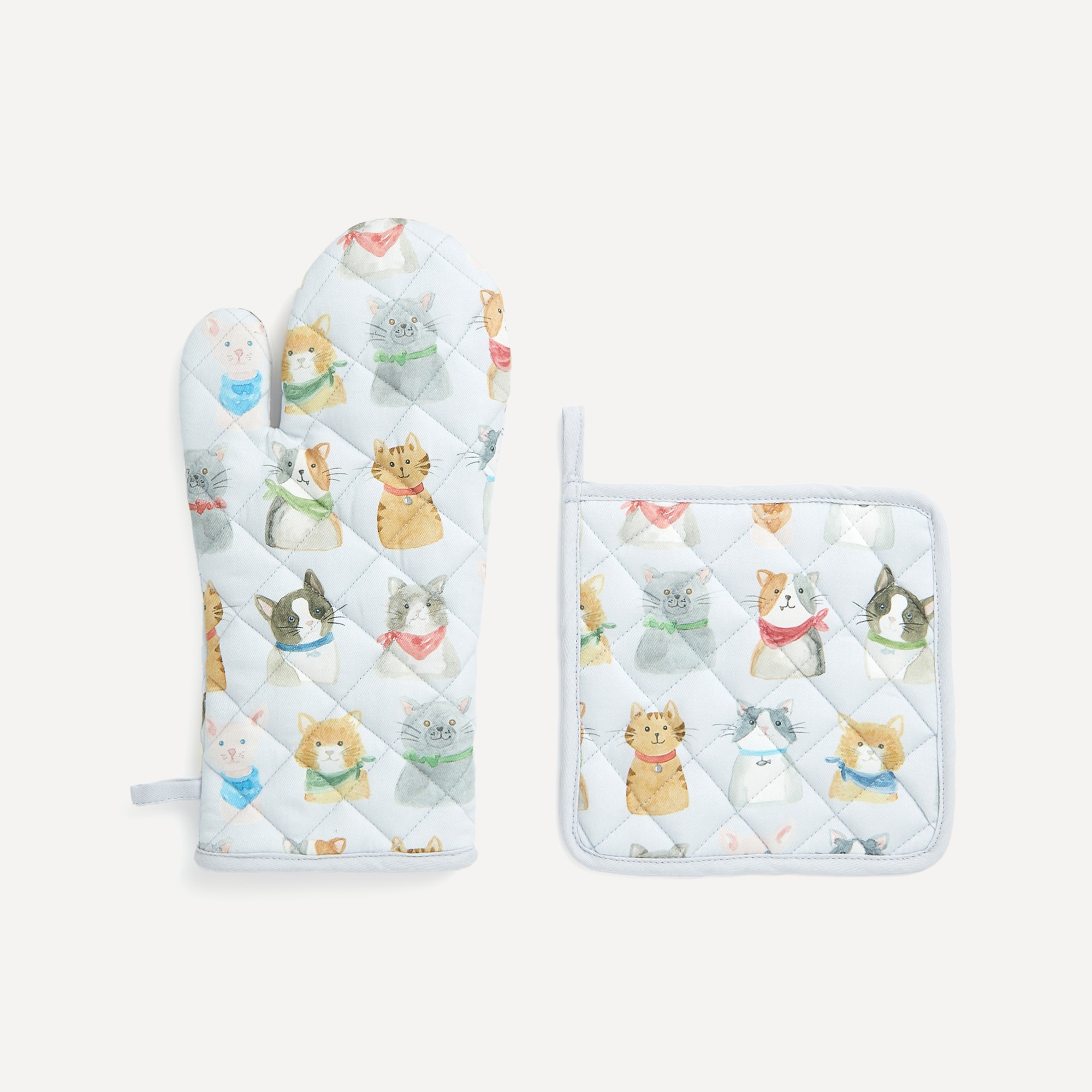 Conjunto de Luva e Pega em Algodão Gatinhos Multicolor-1
