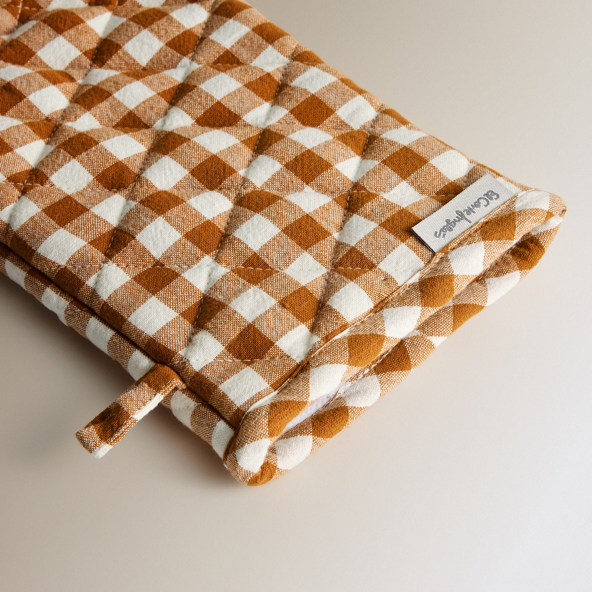 Set manopla y agarrador Mini Vichy - Naranja Única Naranja-2