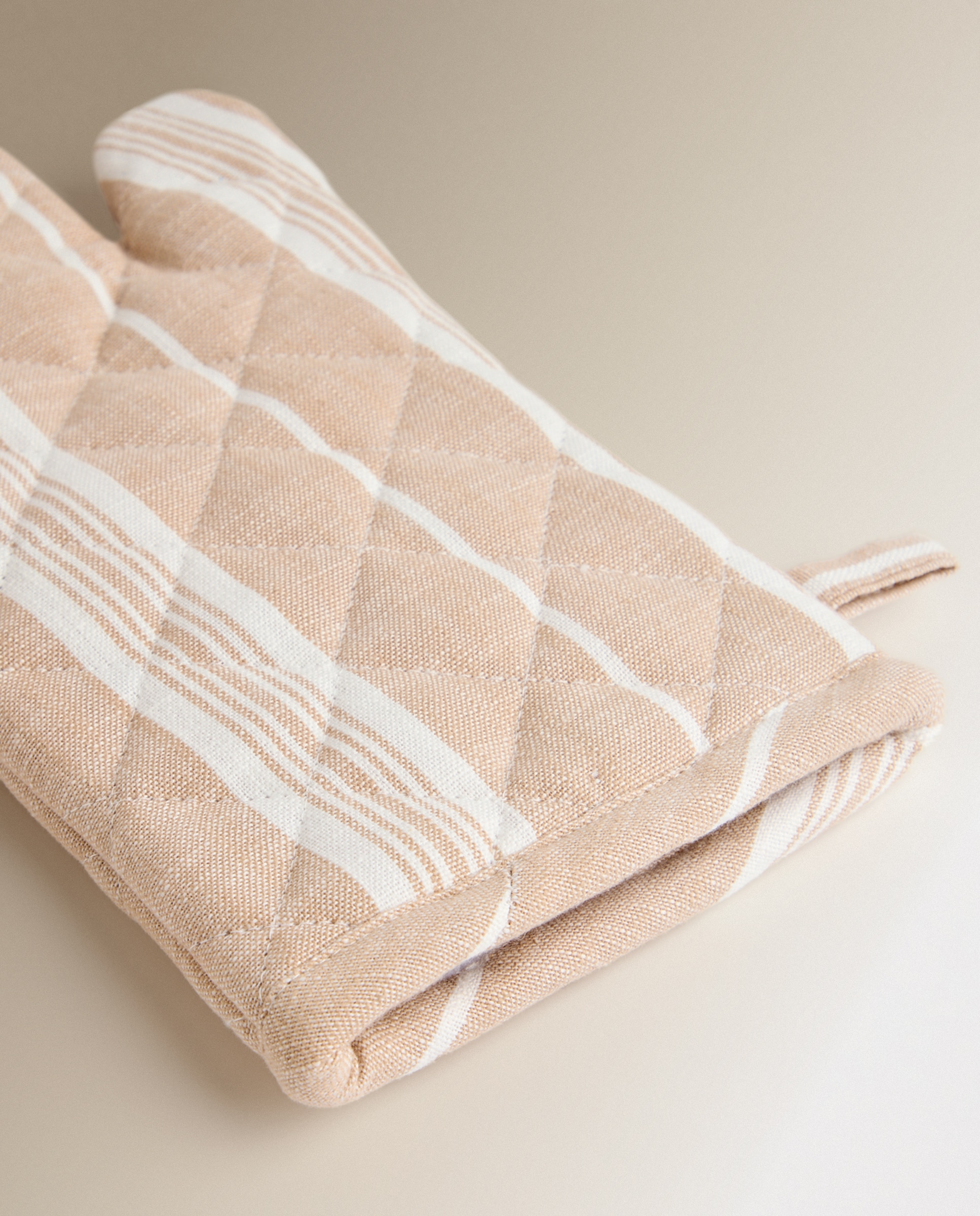 Set manopla y agarrador Raya - Beige Única Beige-2