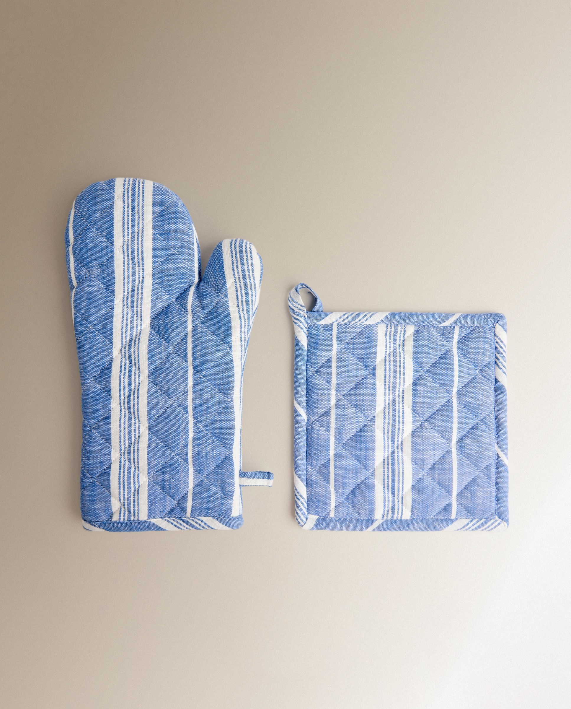Set manopla y agarrador Raya - Azul Única Azul-1