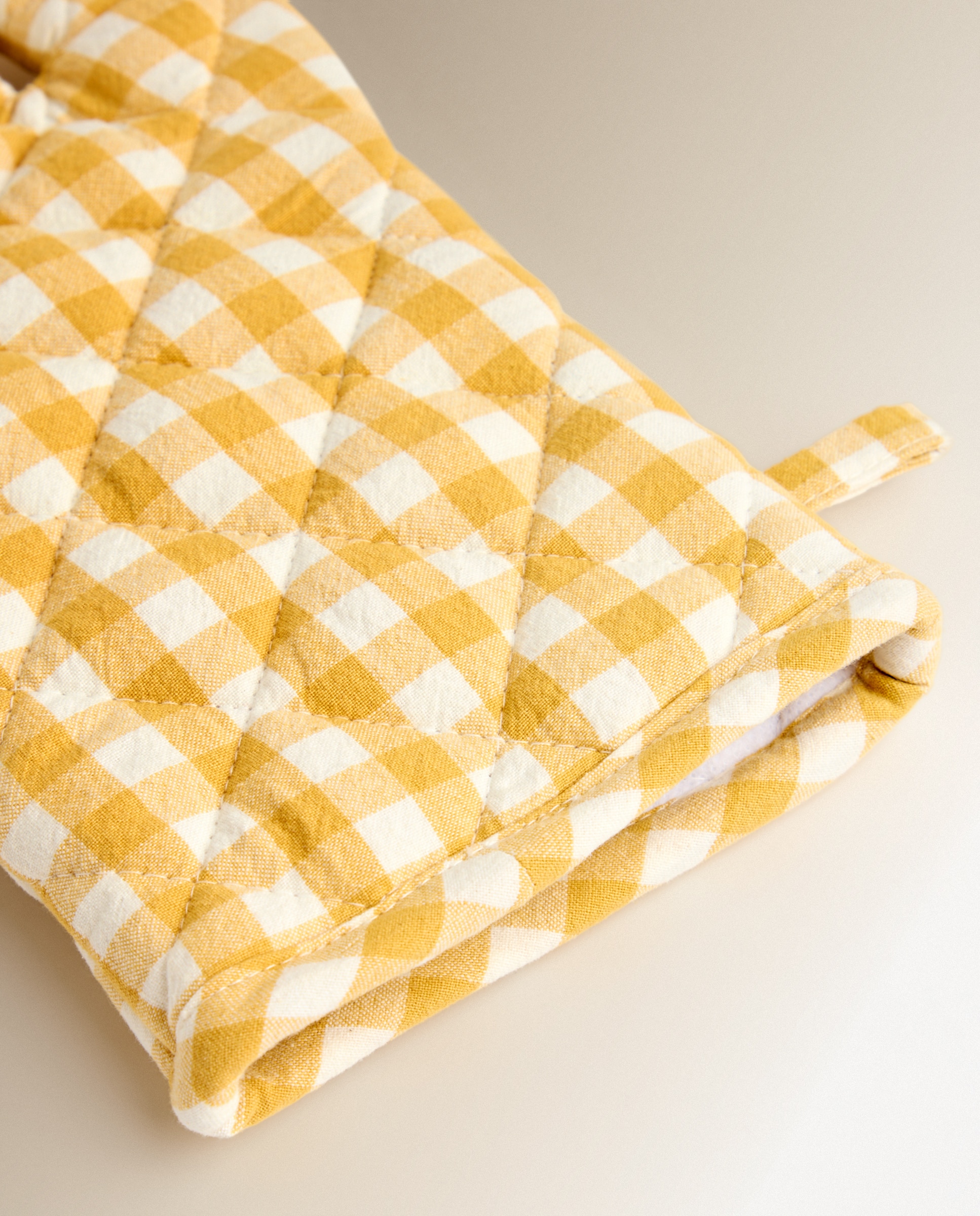 Conjunto de Luva e Pega Mini Vichy Amarelo-2