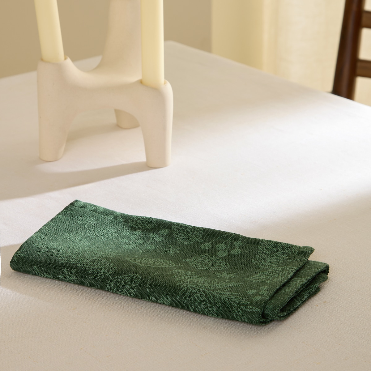 Set 4 servilletas mezcla algodón Holy Jacquard Verde-1