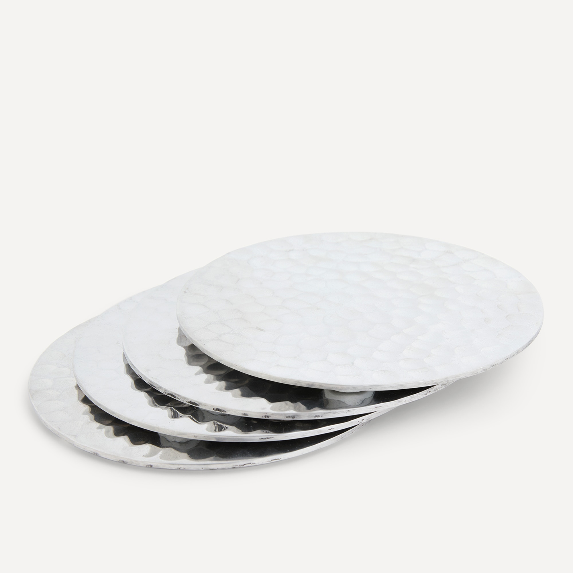 Conjunto de 4 Bases para Copos Martelé Prata-2