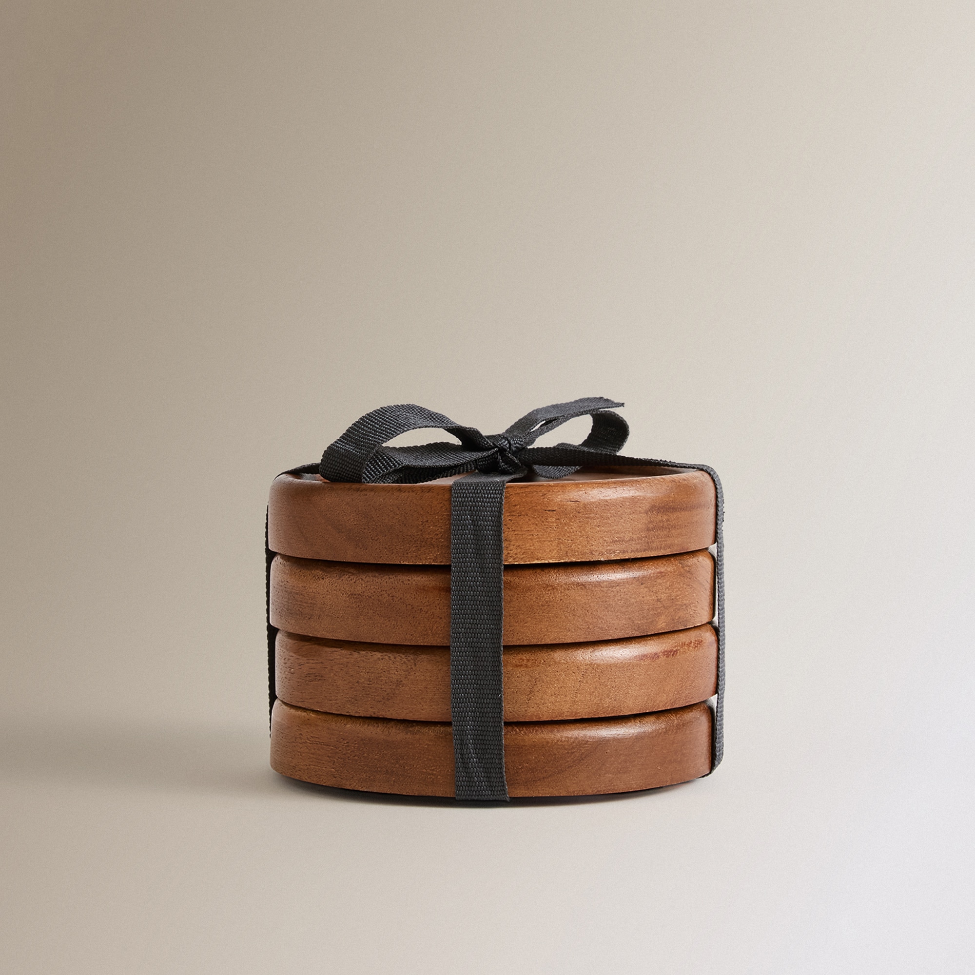 Conjunto de 4 Bases para Copos em Madeira Tampere Castanho-3