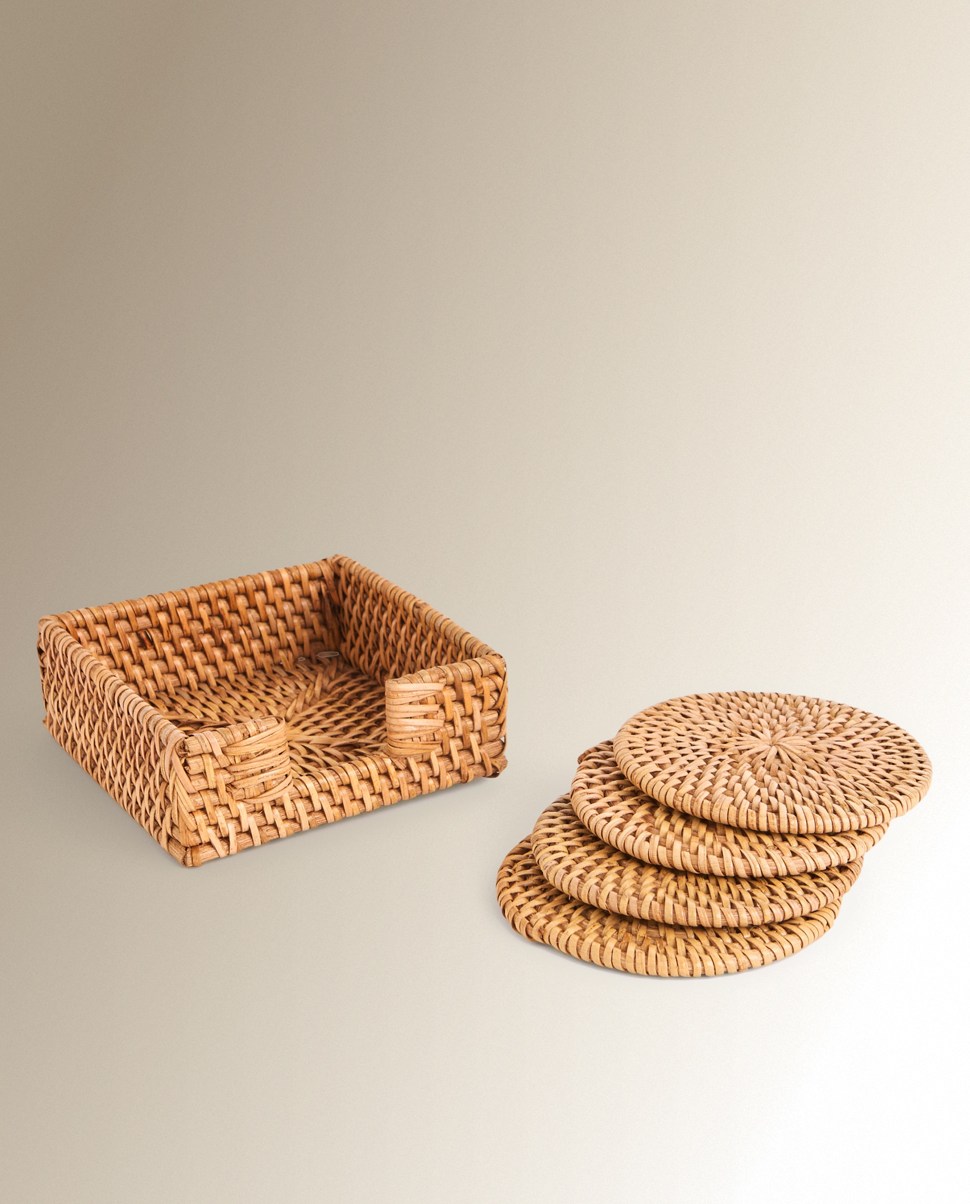 Set de 4 posavasos ratán Sauce El Corte Inglés - Natural 10 cm Natural-2