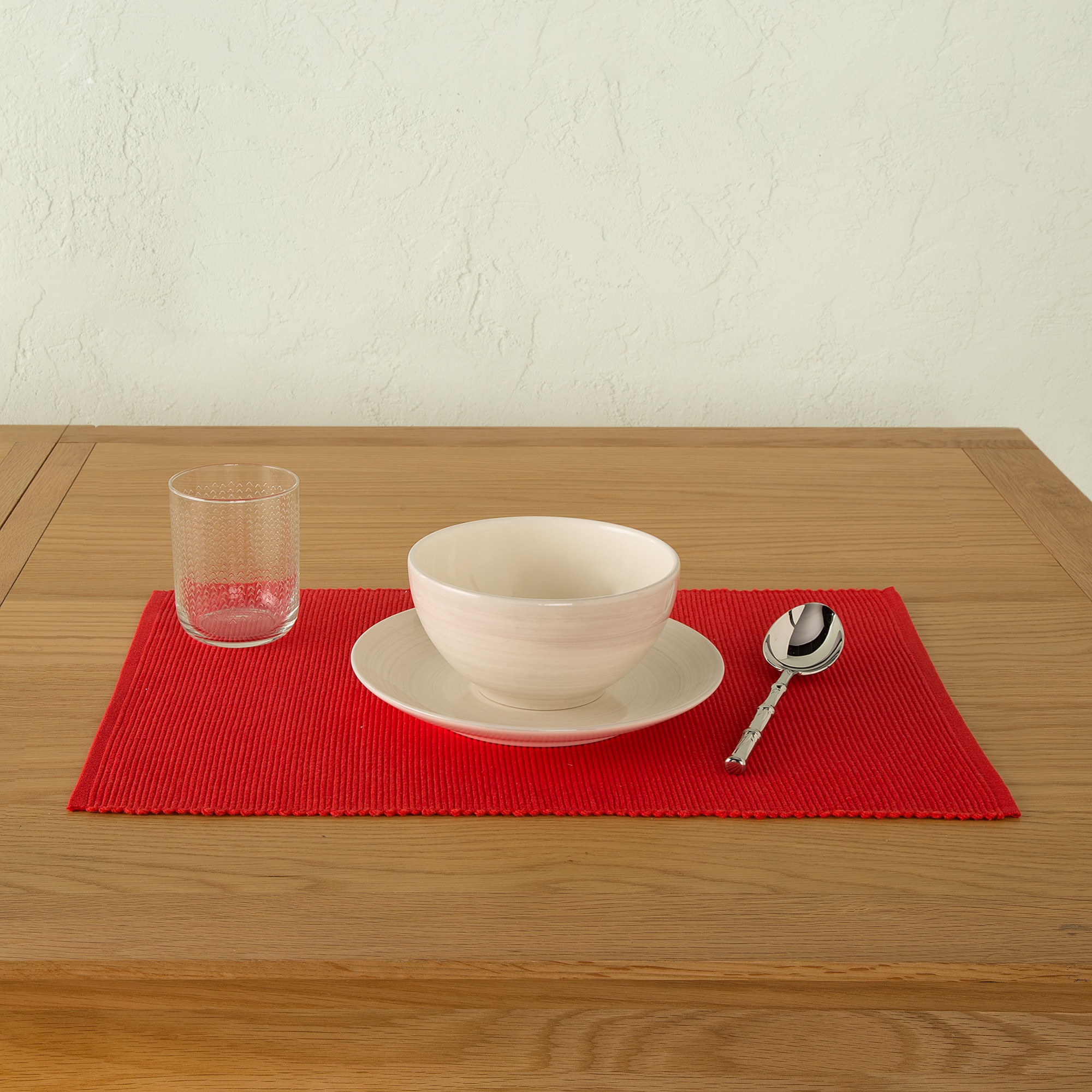 Conjunto de 2 individuais em algodão sustentável Basic Vermelho-2