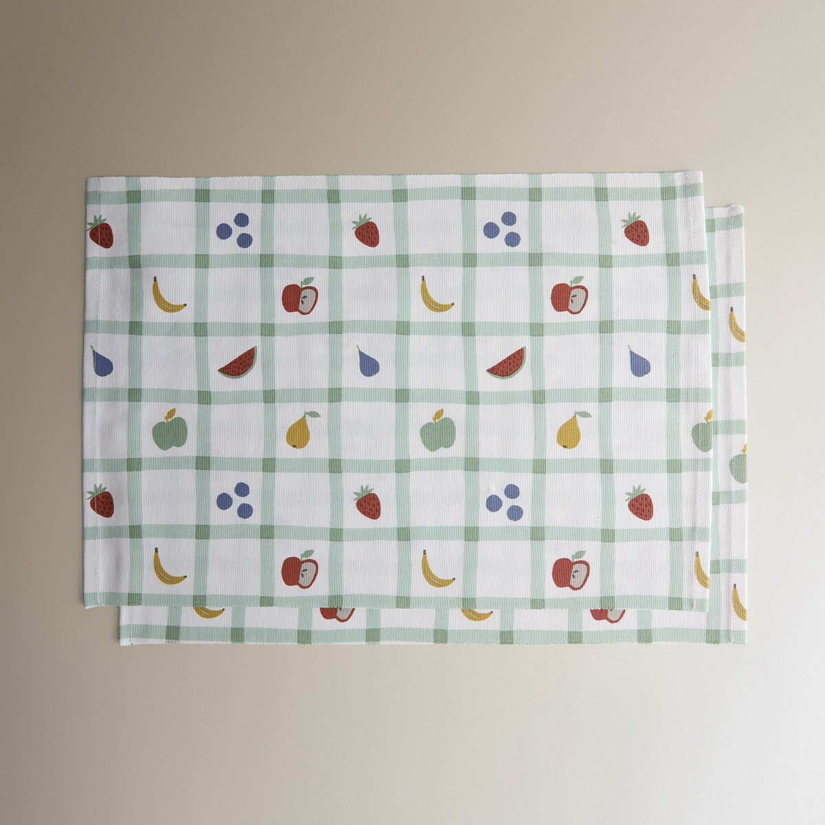 Conjunto de 2 Individuais de Algodão Picnic Verde-2