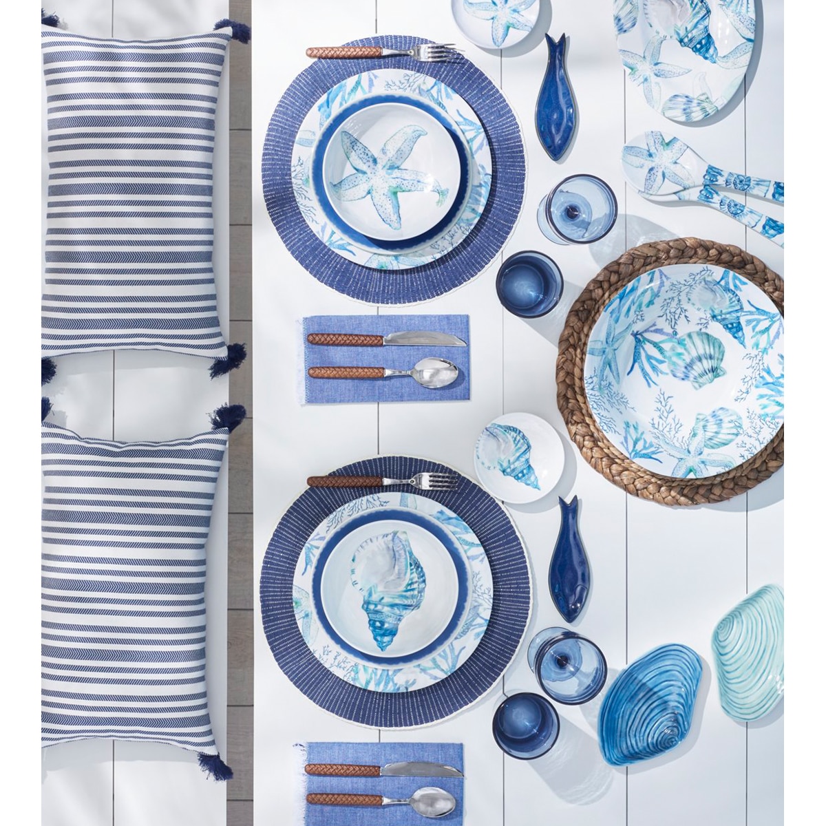 Conjunto de 2 guardanapos de algodão sustentável Chambré Azul-marinho-3