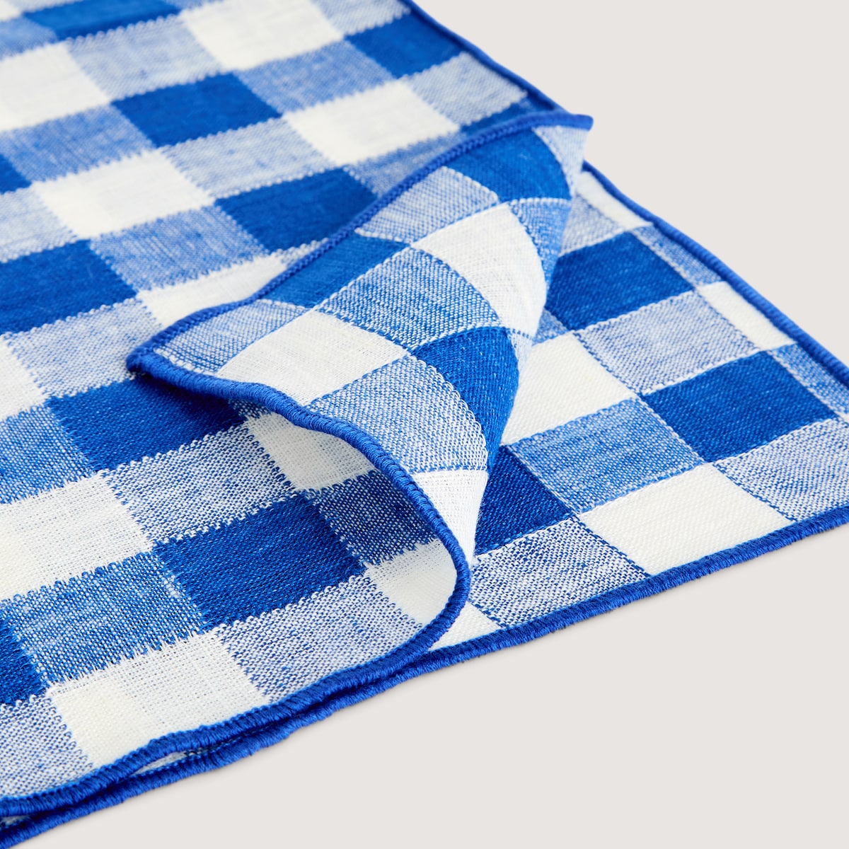 Set de 2 servilletas lino Vichy El Corte Inglés Azul-3