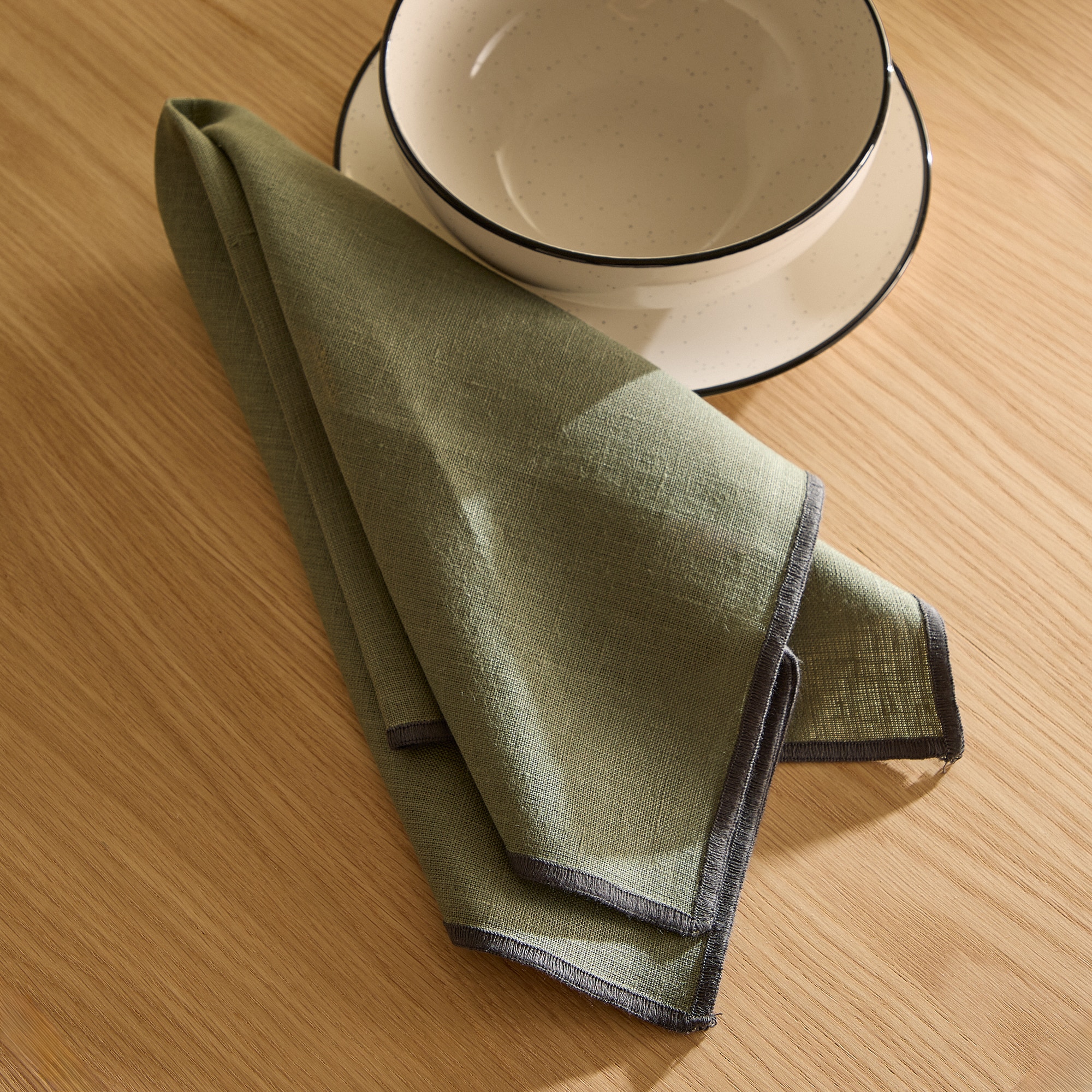 Set 2 servilletas lino Net - Verde 50 x 50 cm Verde-1