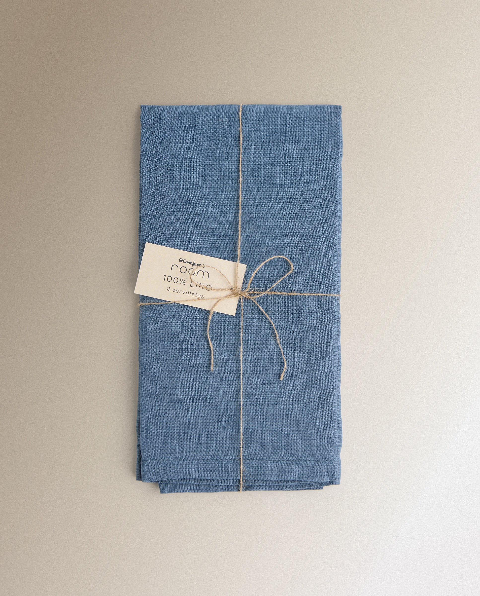 Conjunto de 2 Guardanapos de Linho Azul-4