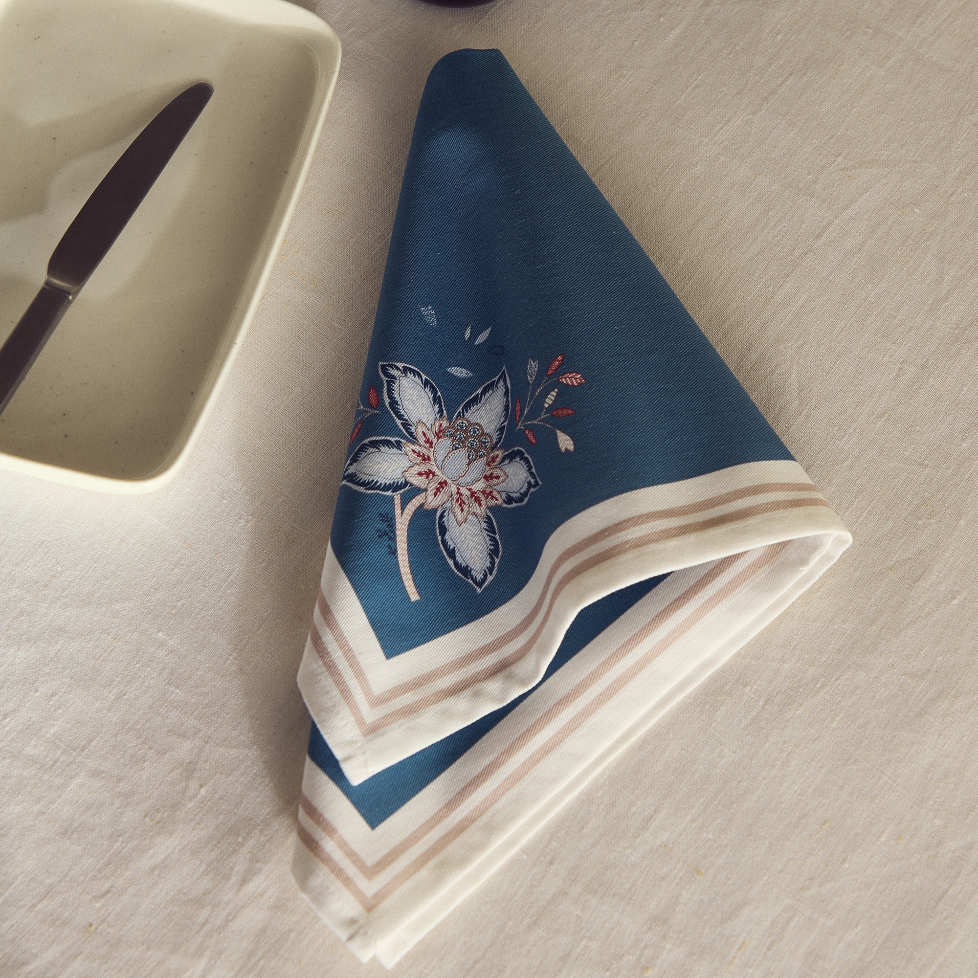 Conjunto de 2 Guardanapos de Algodão Verona Azul-1