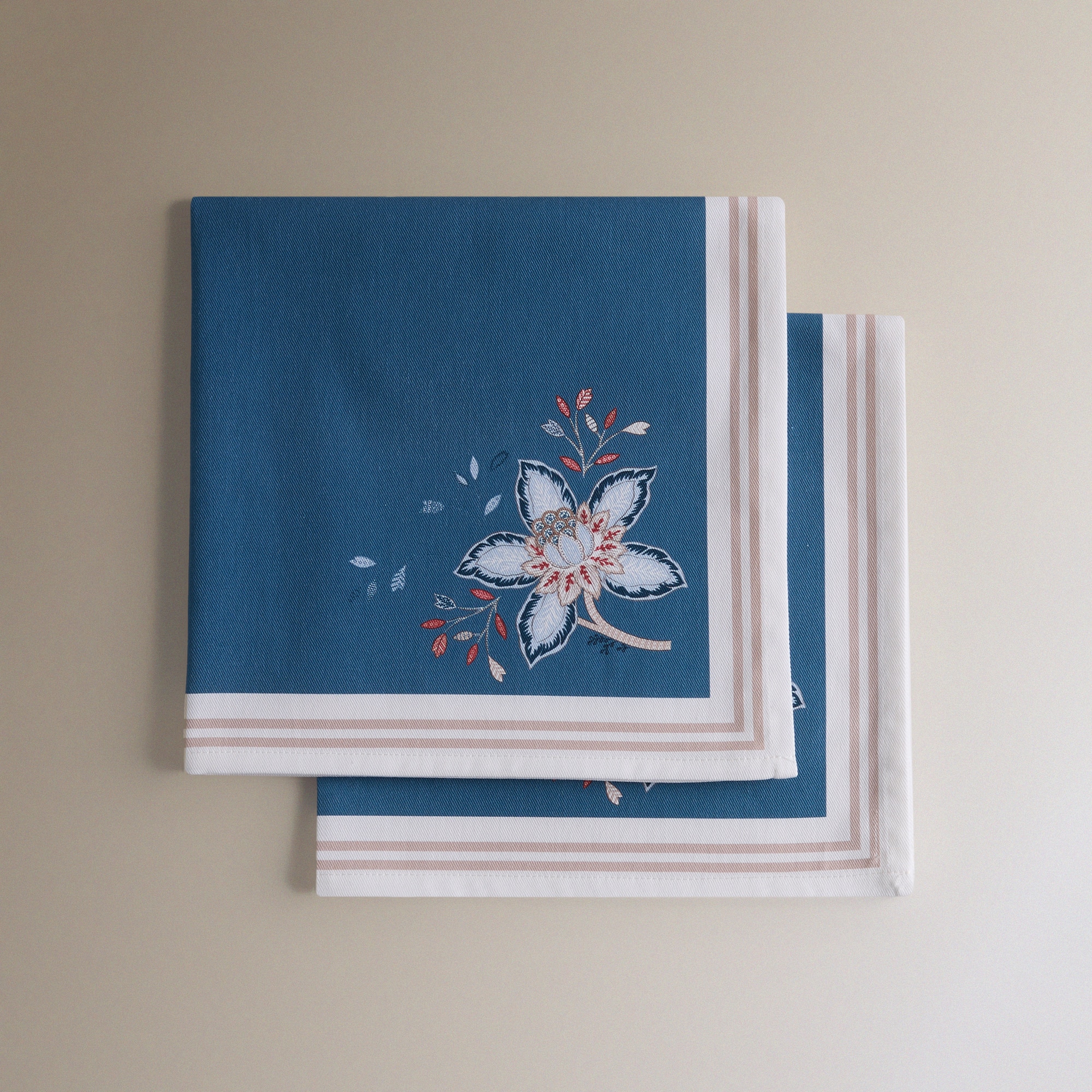 Conjunto de 2 Guardanapos de Algodão Verona Azul-3