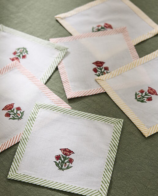 set de 6 servilletas de cocktail Floral