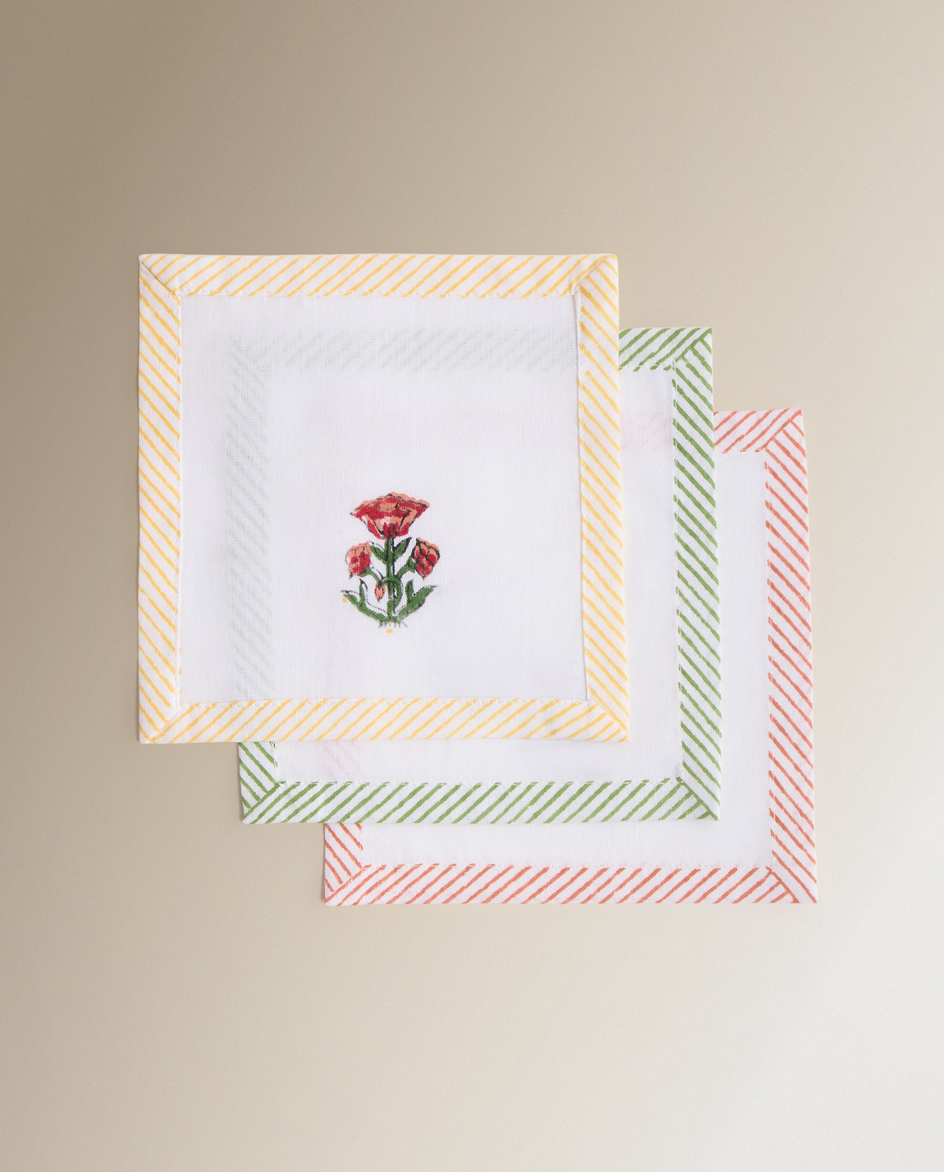 Conjunto de 6 guardanapos de cocktail Floral Multicolor-3
