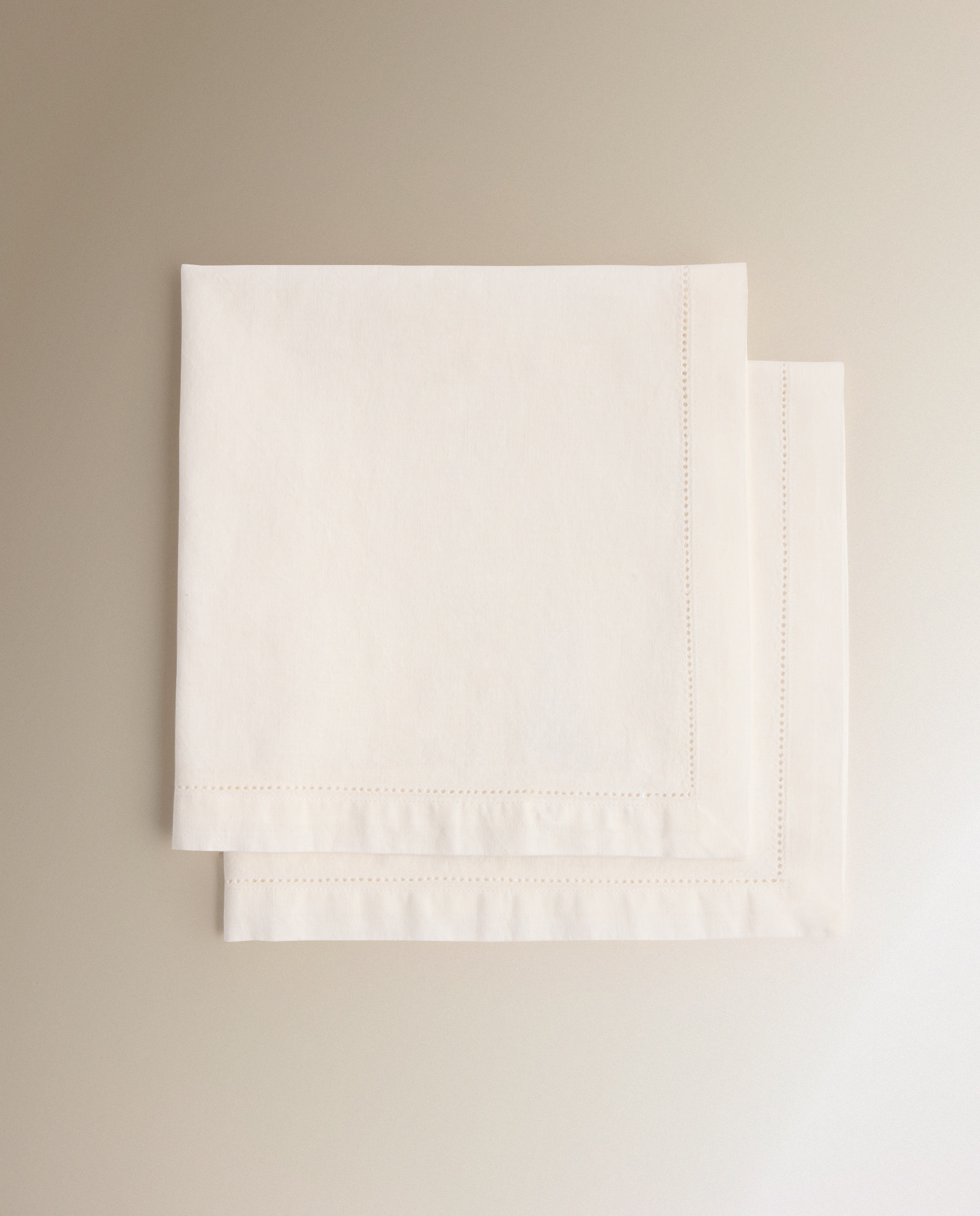 Set 2 servilletas algodón y lino Vainica - Blanco 50 x 50 cm Blanco-3