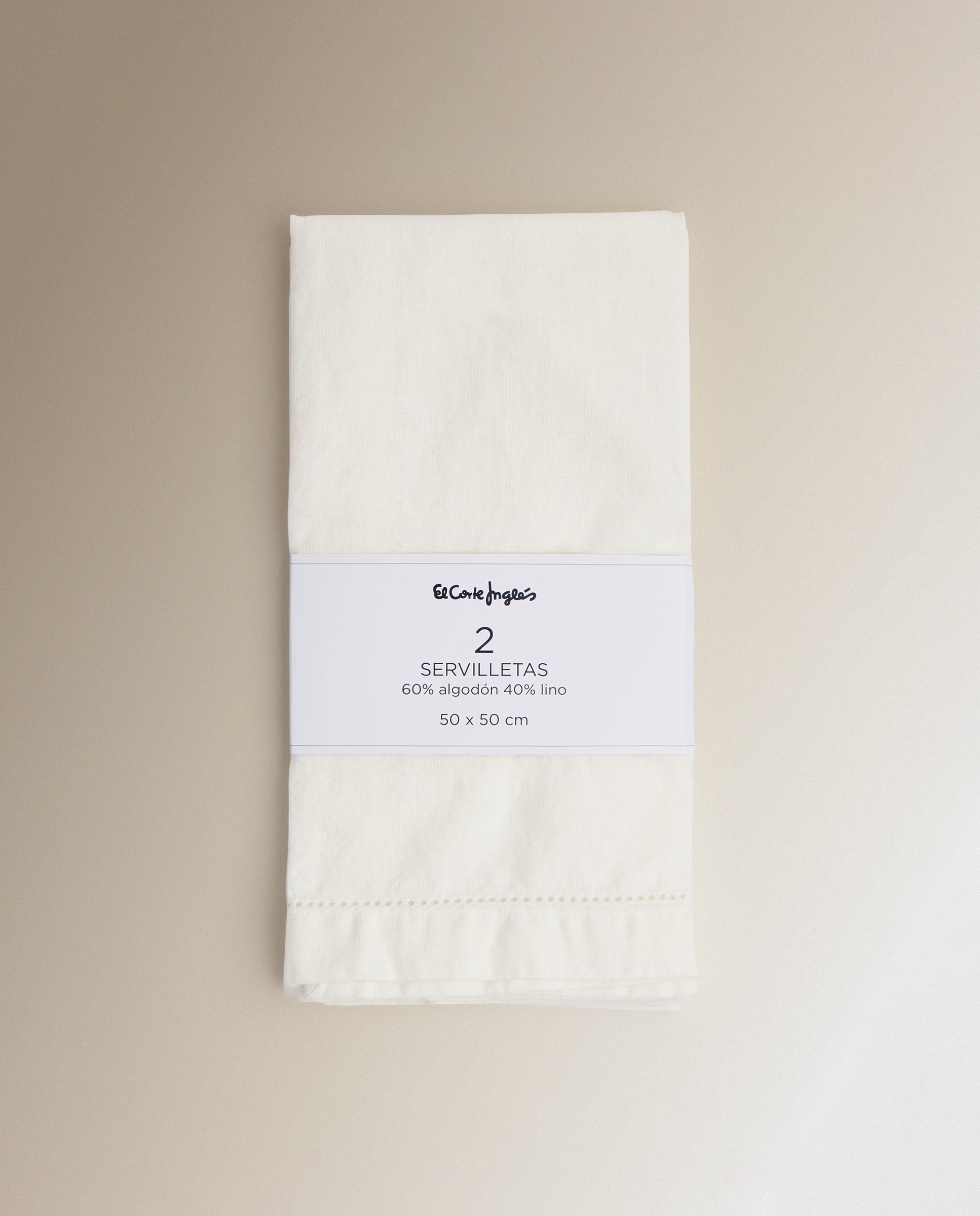 Set 2 servilletas algodón y lino Vainica - Blanco 50 x 50 cm Blanco-4