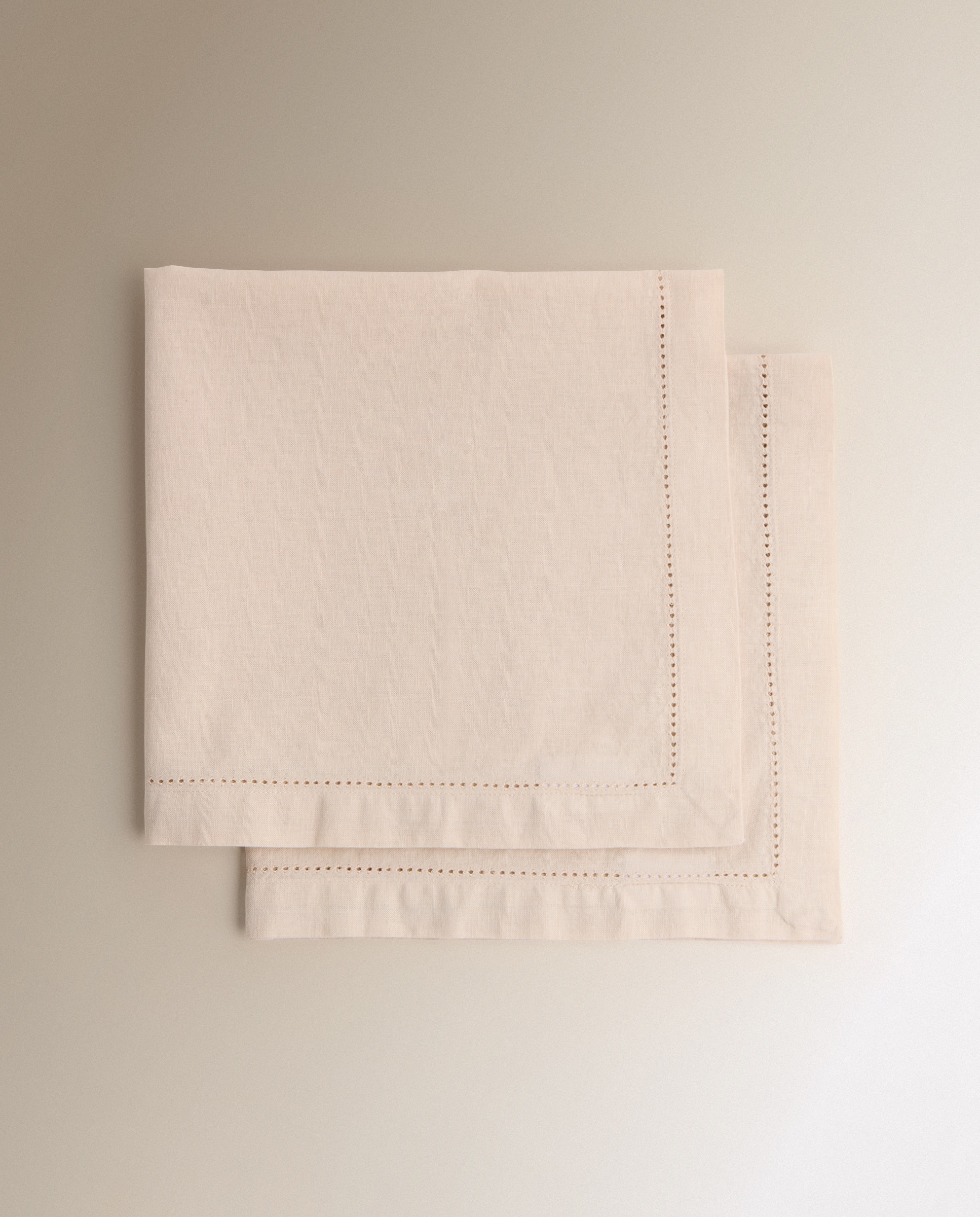 Conjunto de 2 Guardanapos de Algodão e Linho Vainica Bege-3