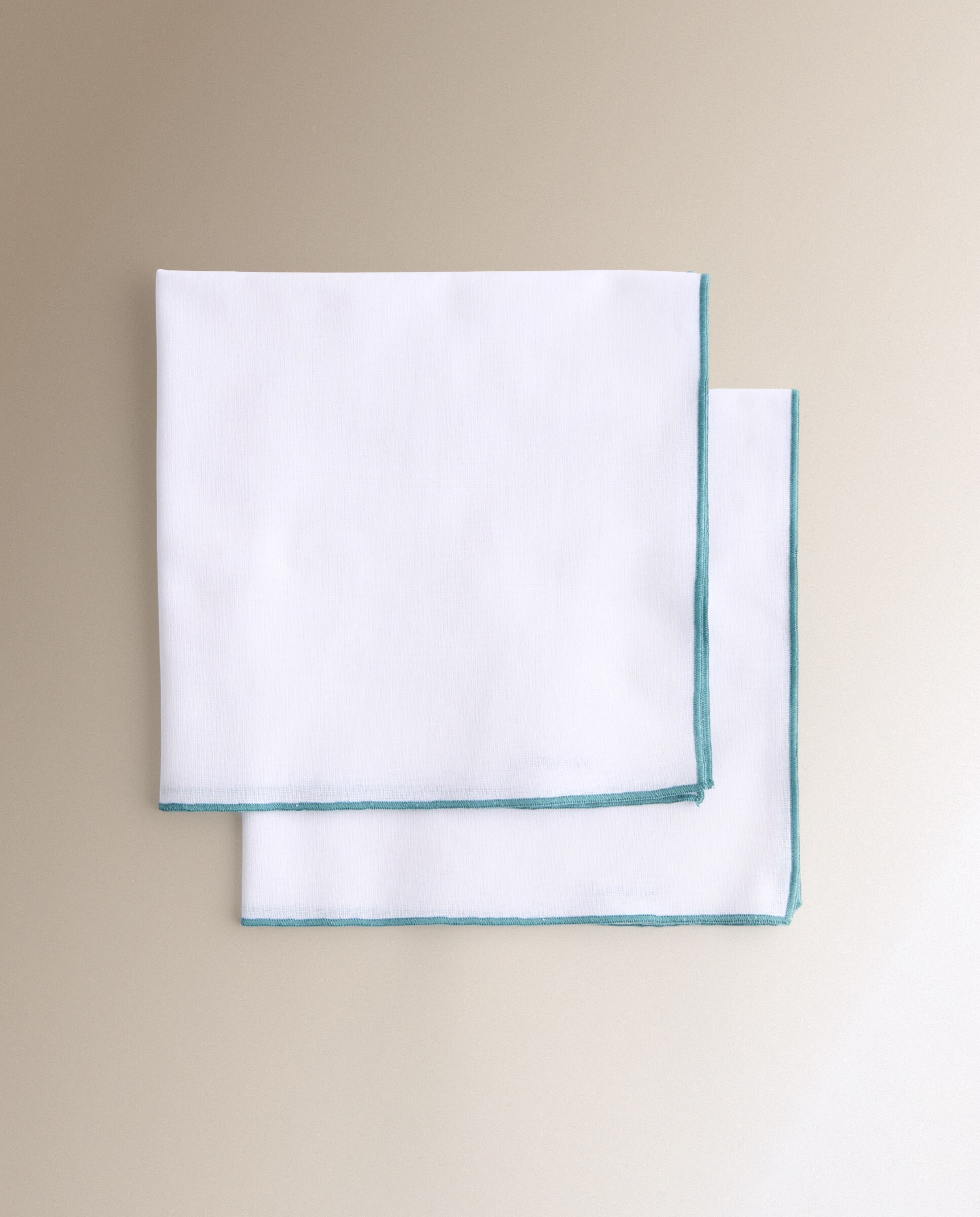 Set 2 servilletas de algodón Overlock - Azul Turquesa 50 x 50 cm Azul Turquesa-3