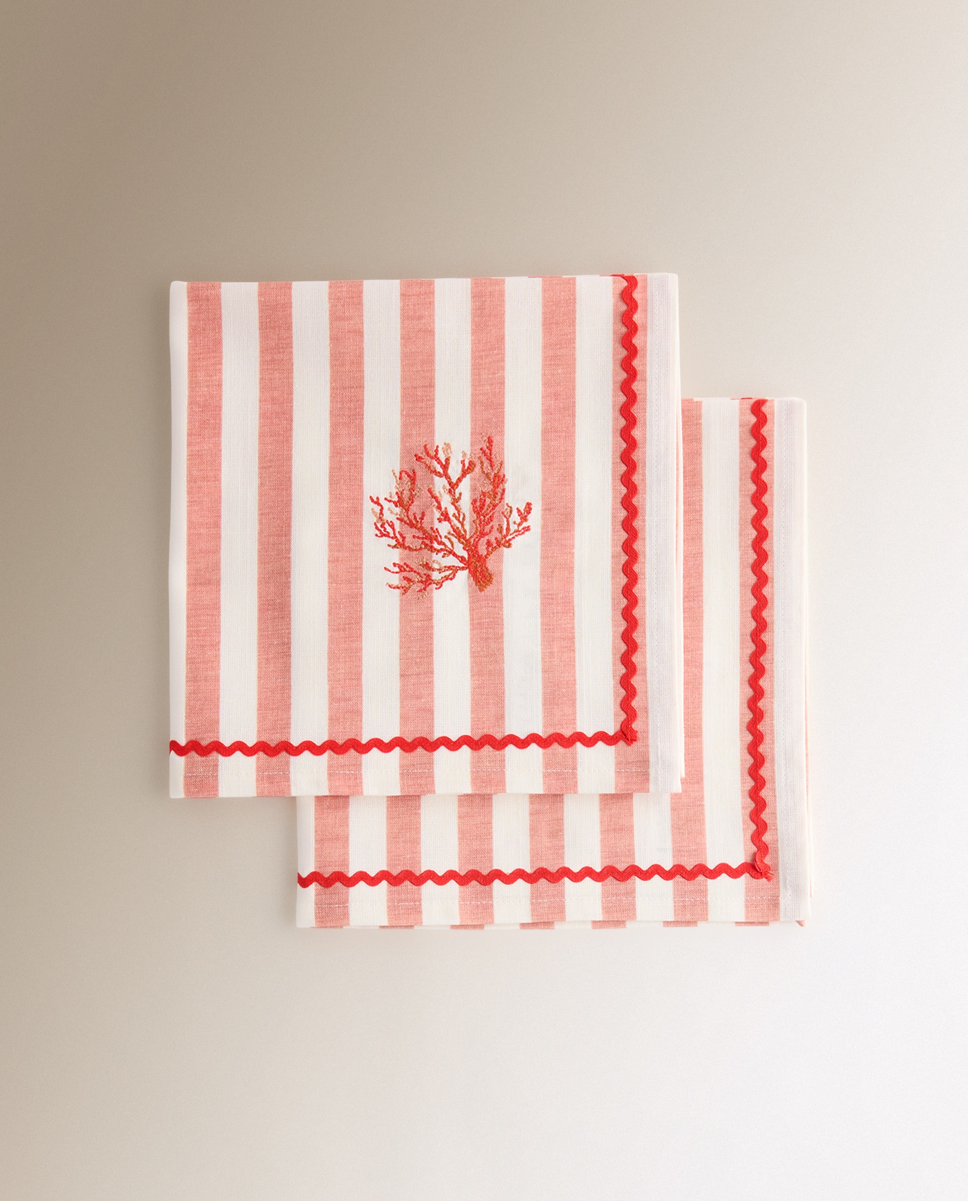 Conjunto de 2 Guardanapos de Algodão Colva Coral-3