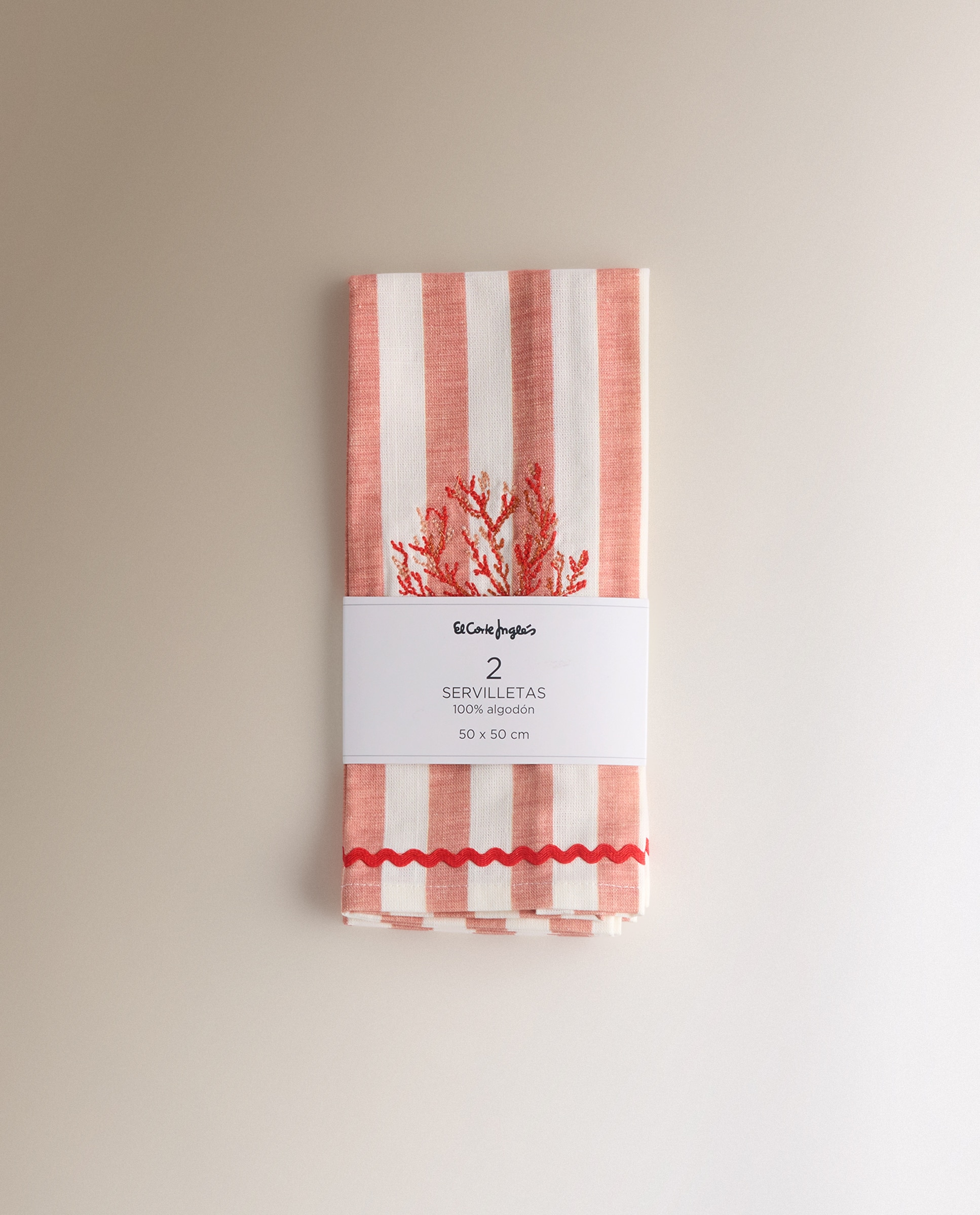 Conjunto de 2 Guardanapos de Algodão Colva Coral-5