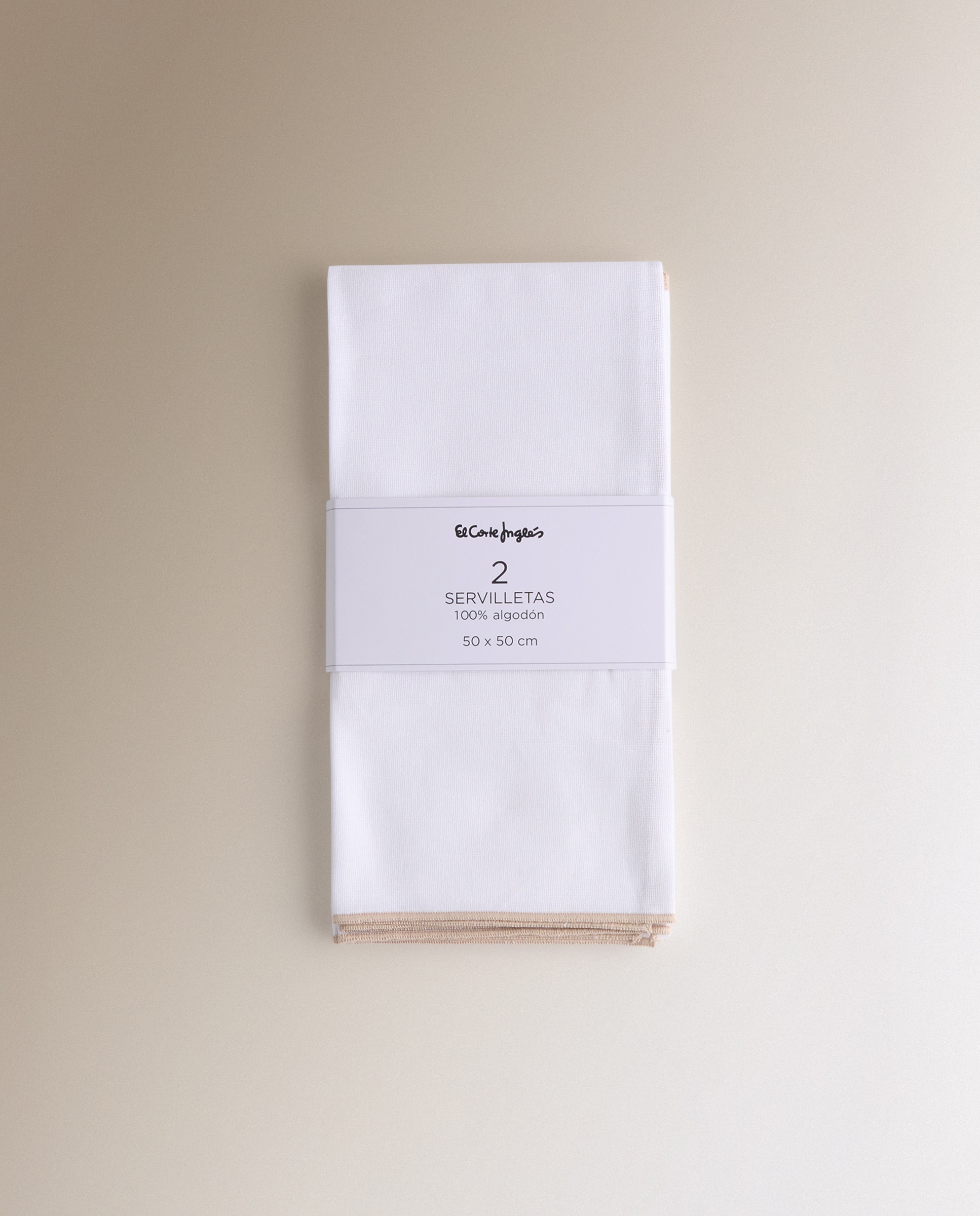 Set 2 servilletas de algodón Overlock - Beige 50 x 50 cm Beige-5