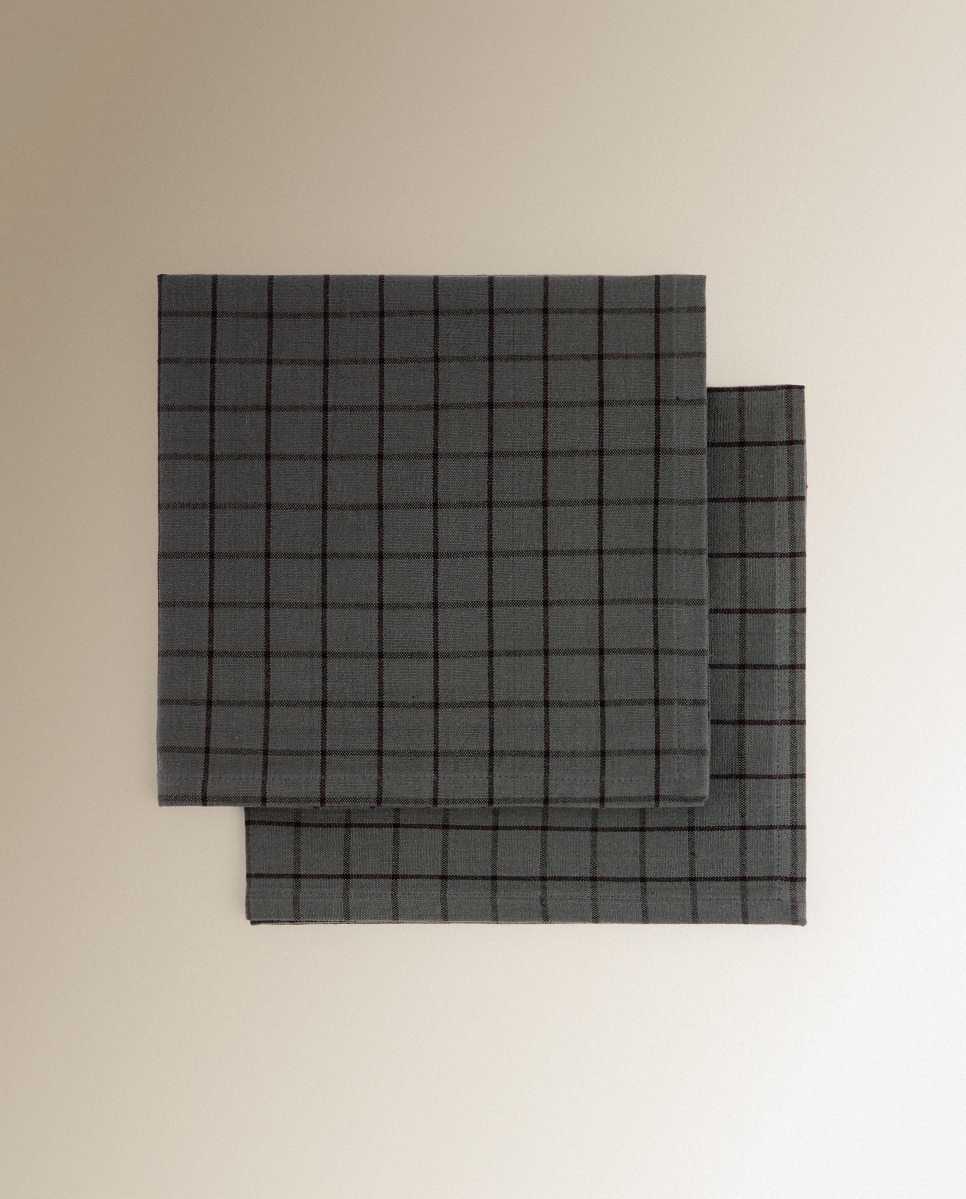 Conjunto de 2 Guardanapos em Algodão Charcoal Cinzento Antracite-2
