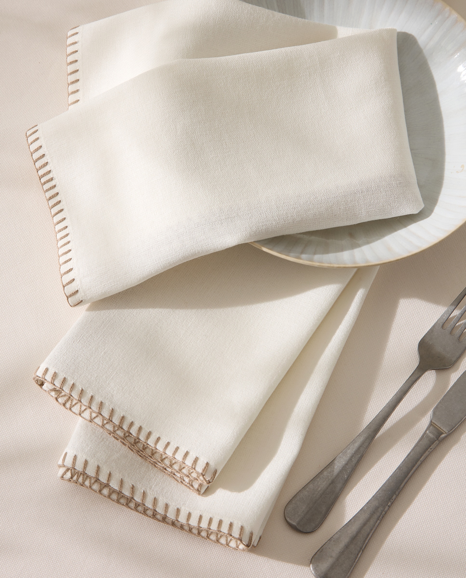 Imagen 1 de Set 2 servilletas algodón y lino Sand Beige