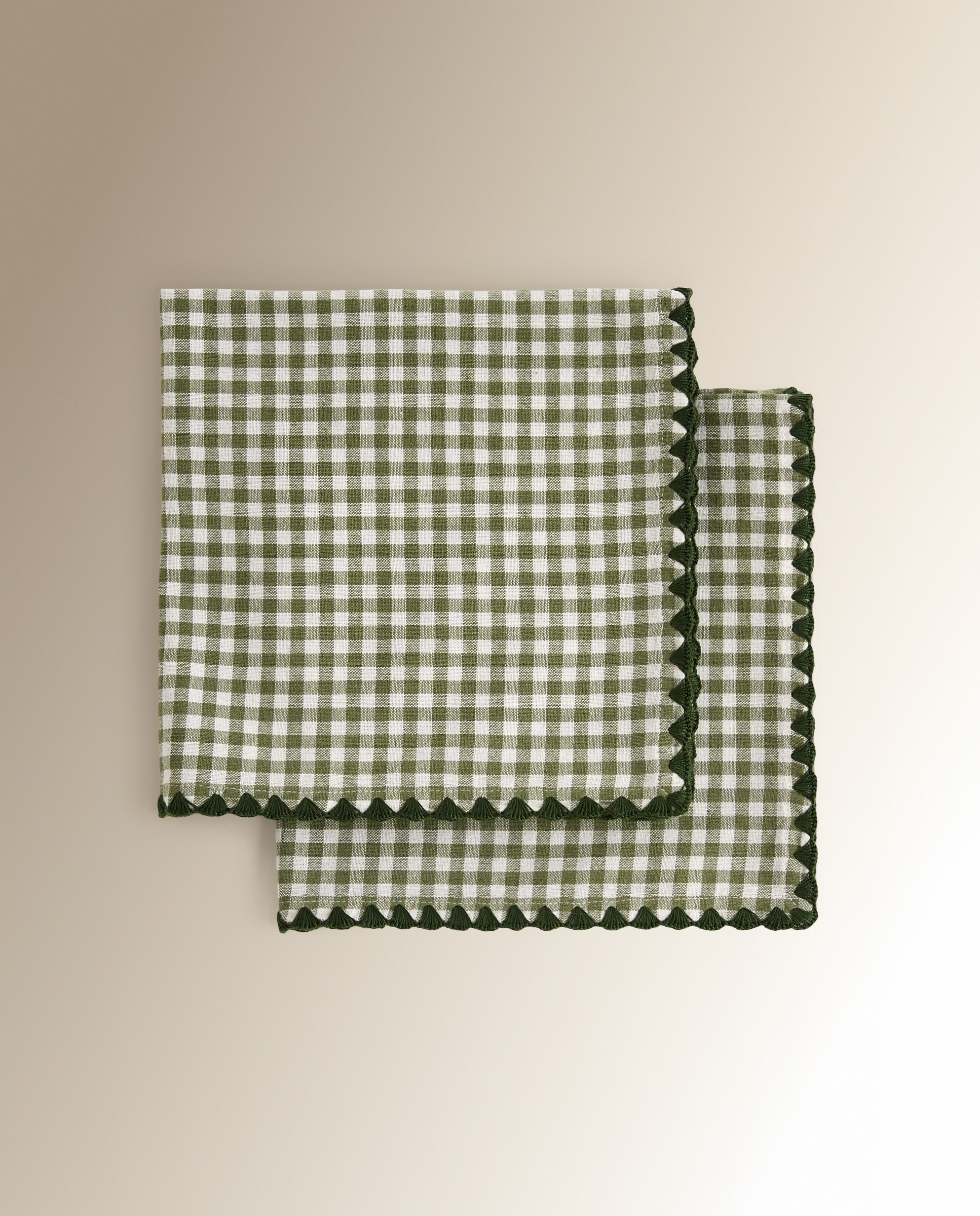 Set 2 servilletas algodón y lino Vichy - Verde Verde-2