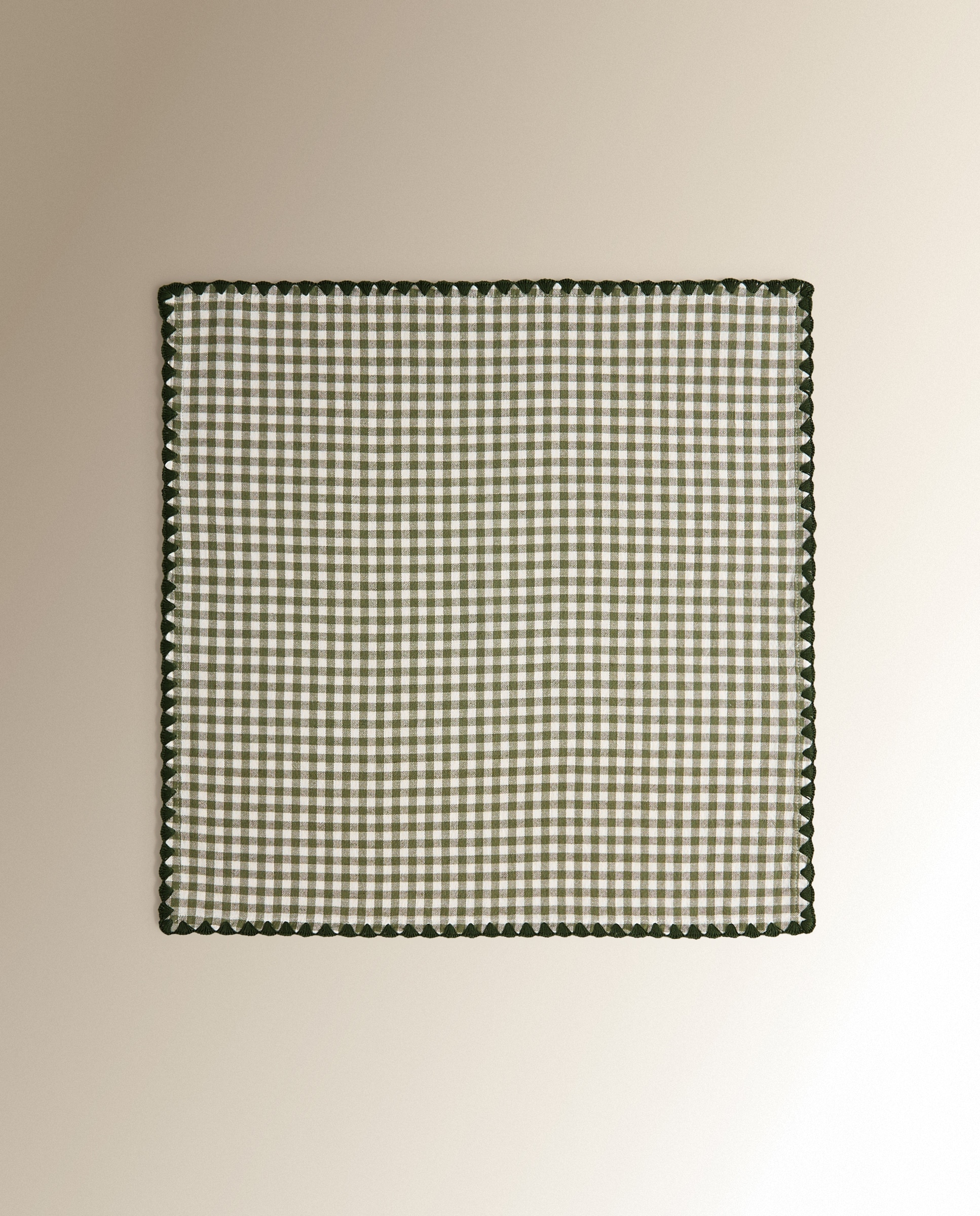 Set 2 servilletas algodón y lino Vichy - Verde Verde-3