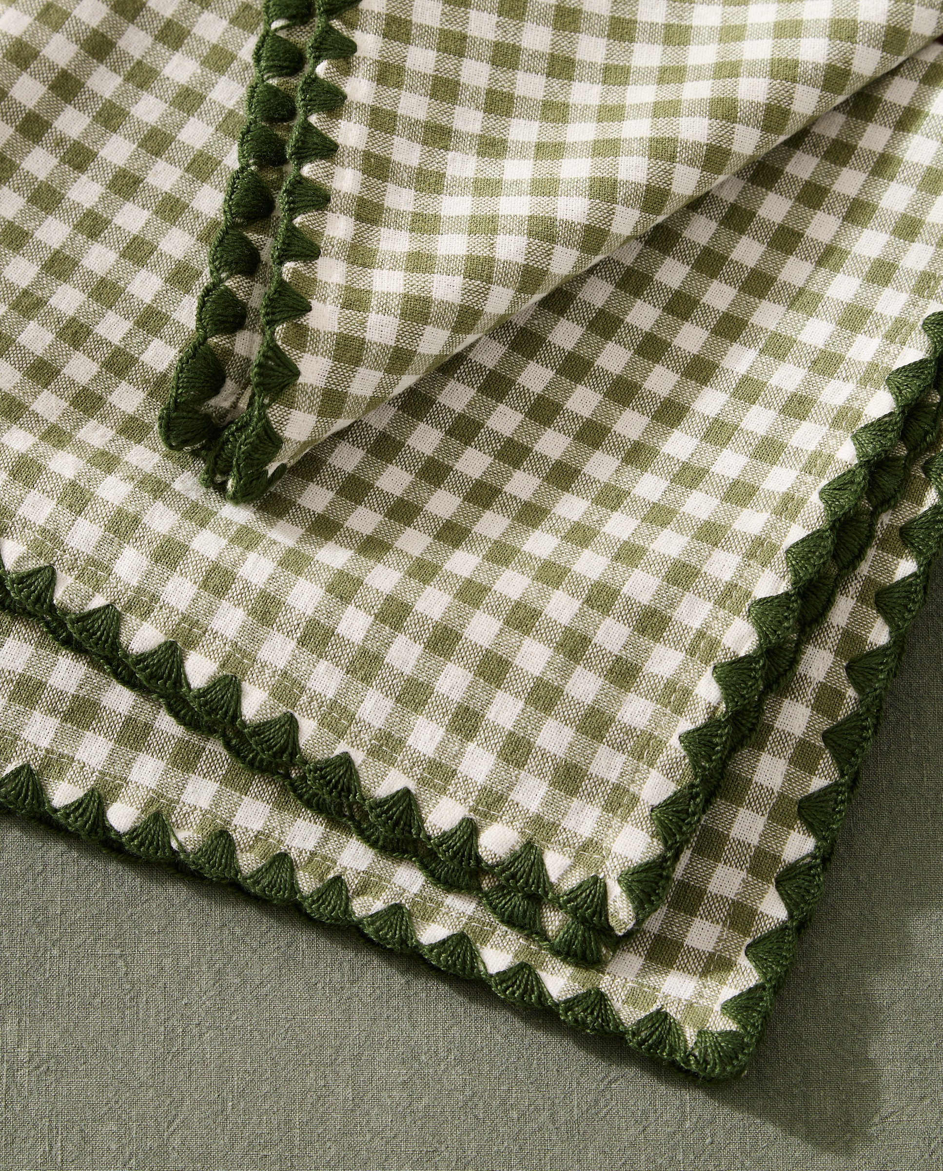Set 2 servilletas algodón y lino Vichy - Verde Verde-4