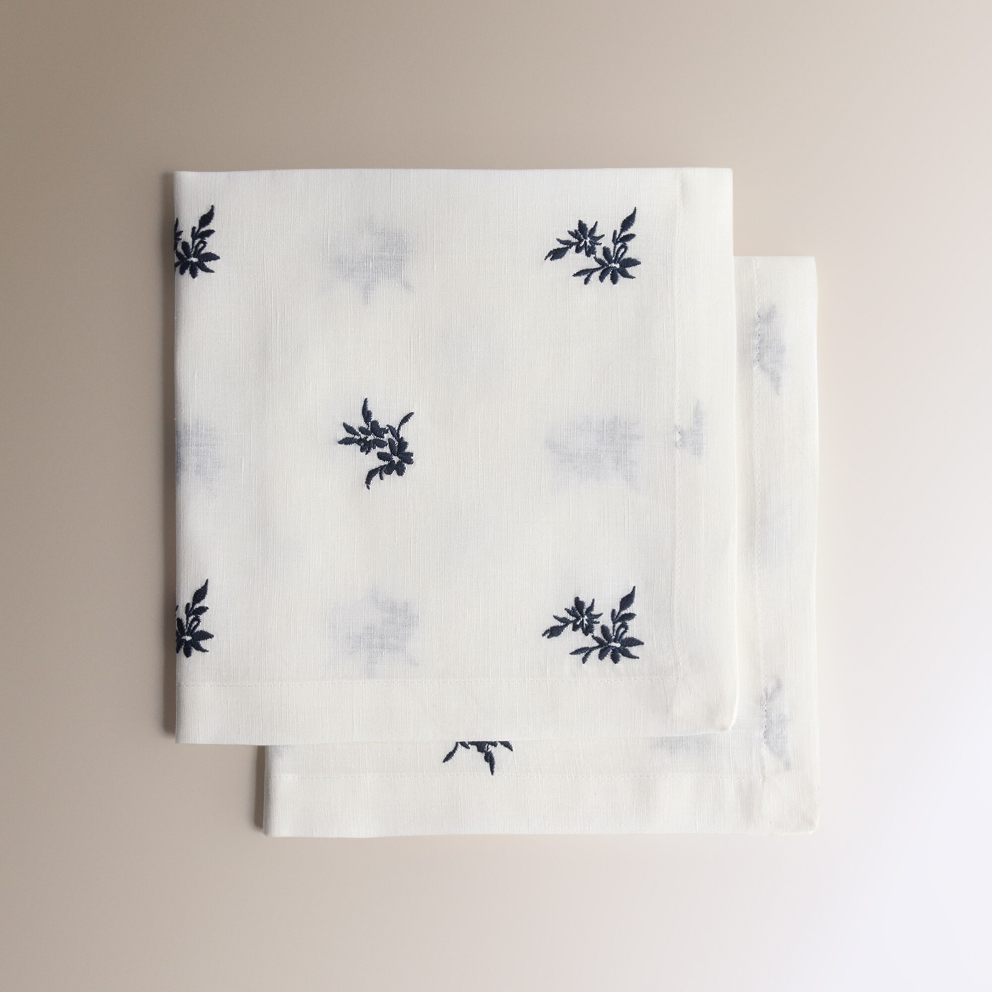 Conjunto de 2 Guardanapos de Linho e Algodão Flowers Azul-3