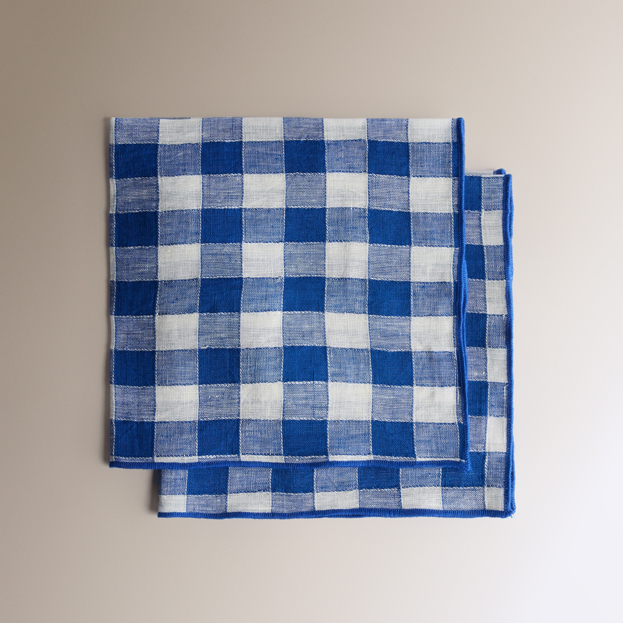 Conjunto de 2 Guardanapos de Linho Vichy Azul-3