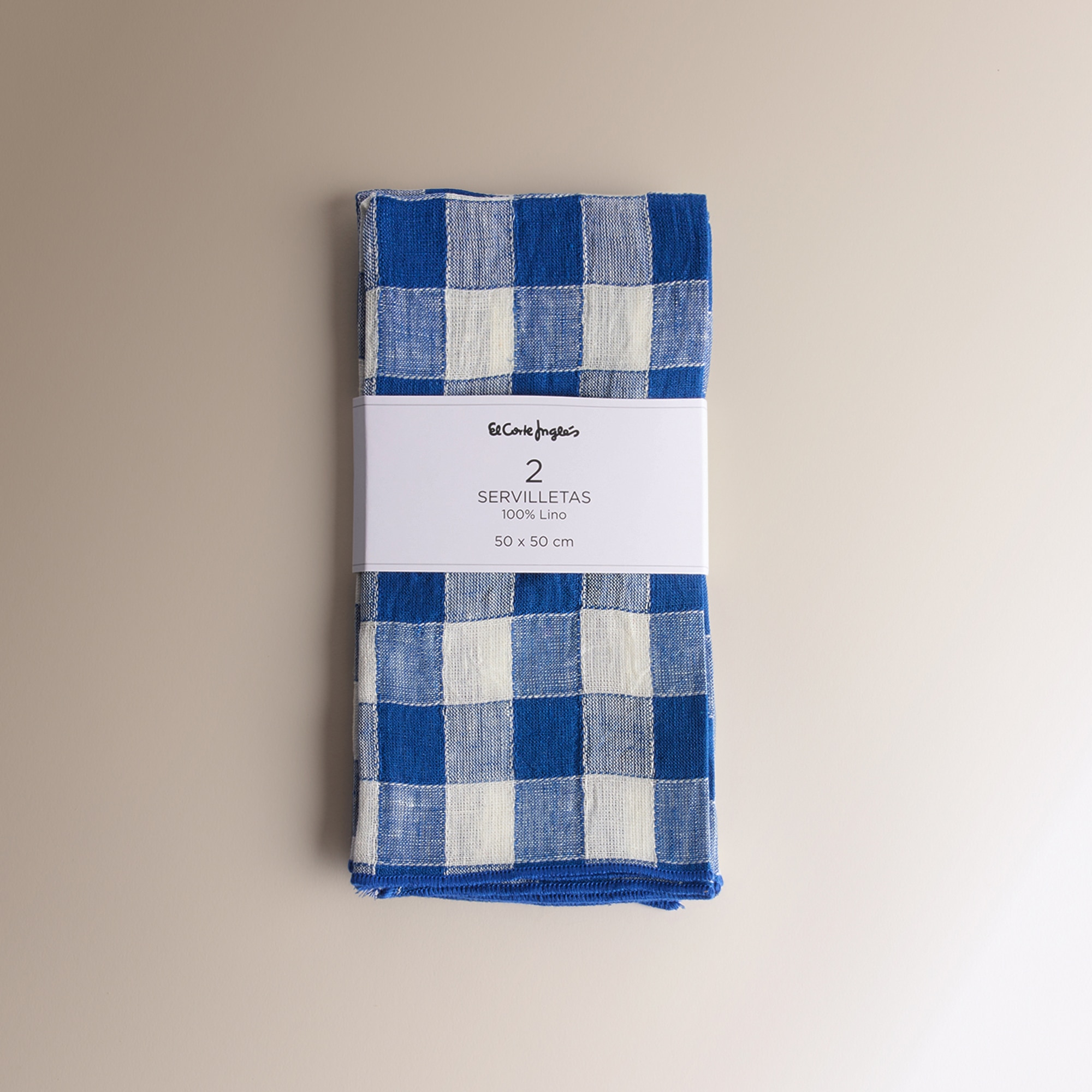 Conjunto de 2 Guardanapos de Linho Vichy Azul-5