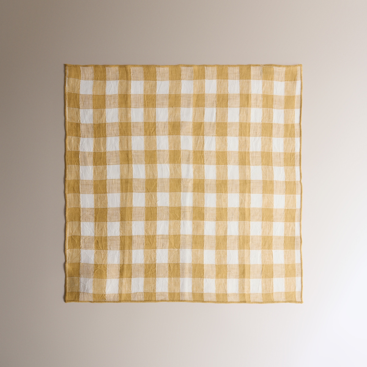 Conjunto de 2 Guardanapos de Linho Vichy Mostarda-2